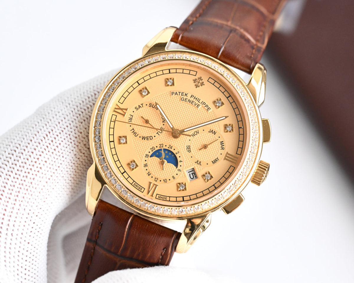 Patek Philippe Annual Calendar 42mm Gold Case Brown Leather Strap