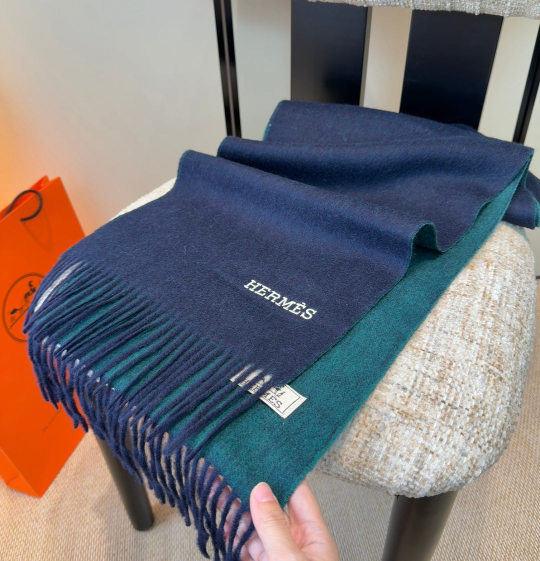 HM Scarf 190 CM Dark Blue Wool 969495