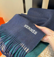 HM Scarf 190 CM Dark Blue Wool 969495