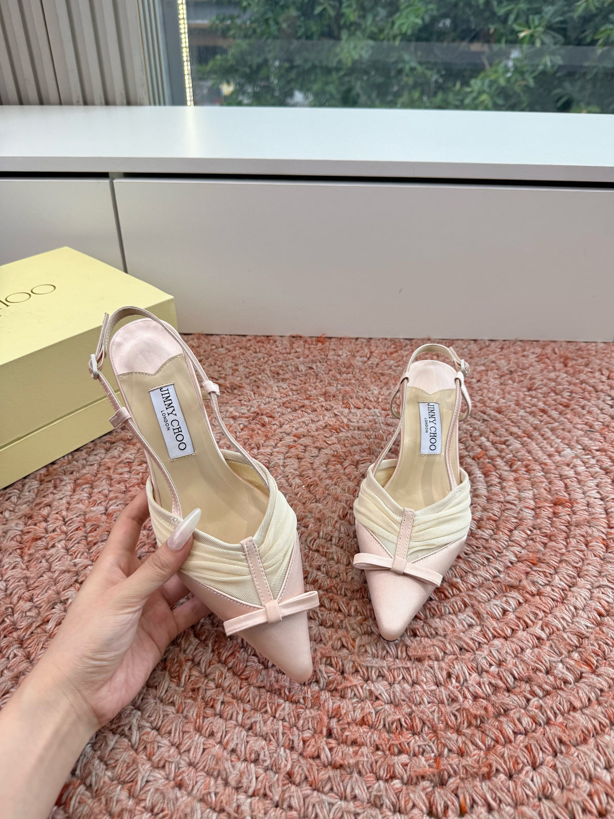 Jimmy Choo 2026 Afia Slingback 60mm Satin Mesh 916775