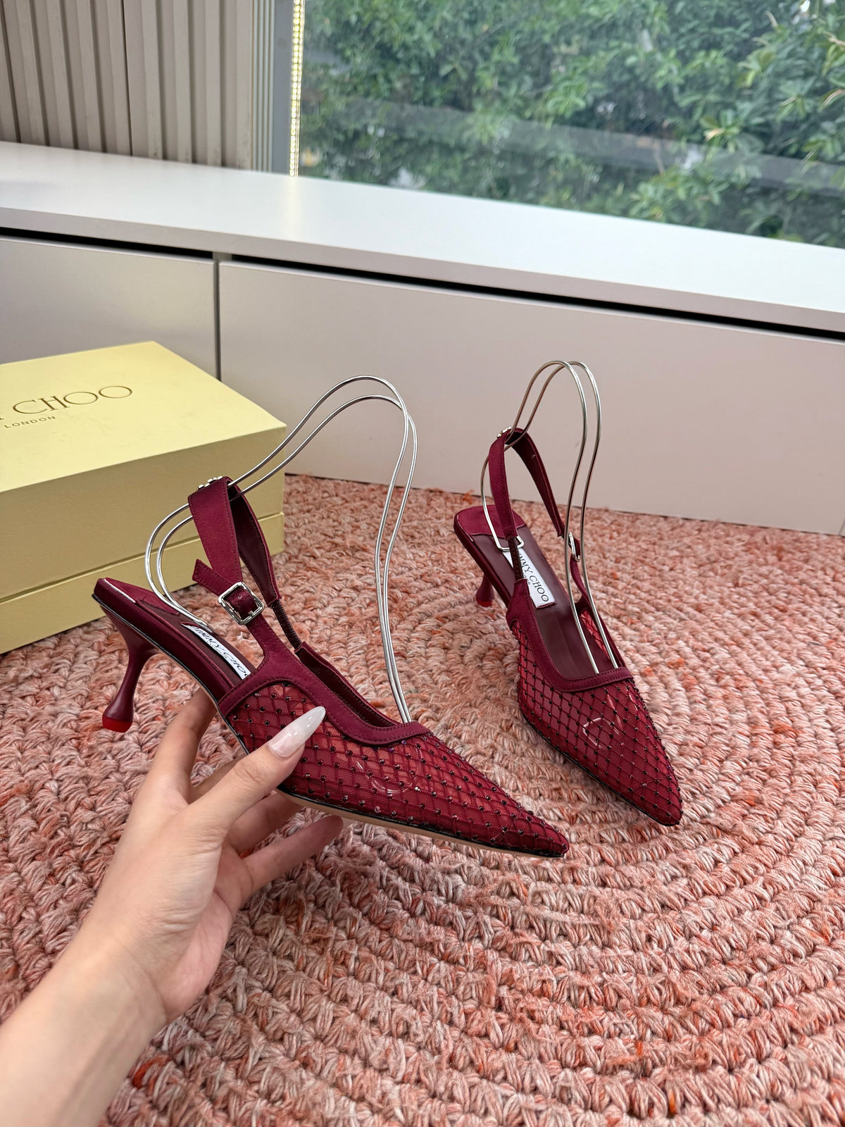 Jimmy Choo 2026 Amel Crystal-Embellished Slingback 50mm Silk 916780