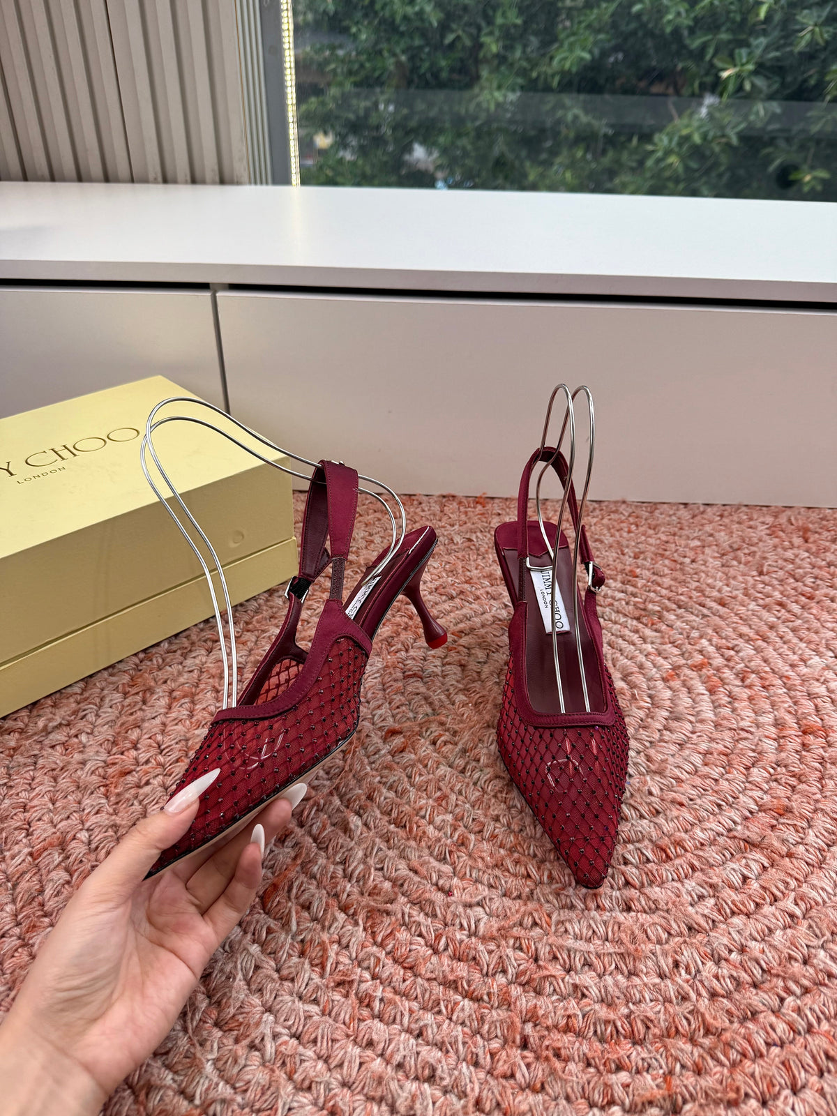 Jimmy Choo 2026 Amel Crystal-Embellished Slingback 50mm Silk 916780