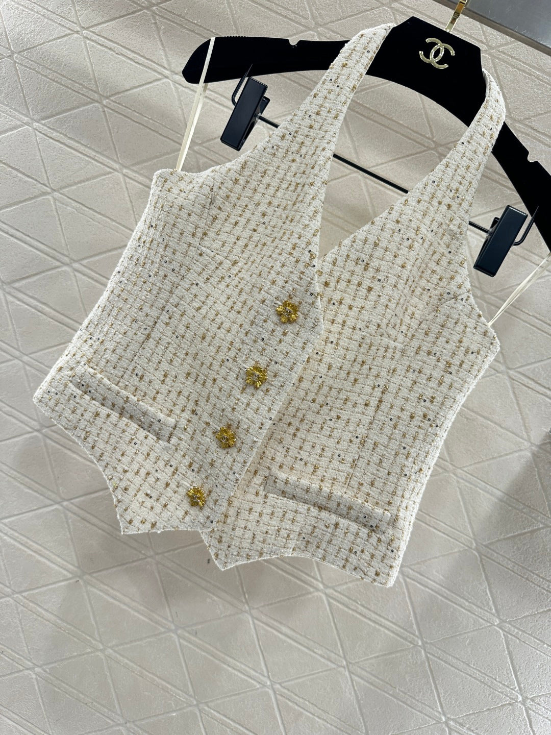 CC 26 Halter Neck Vest Cream Cotton Wool 331226