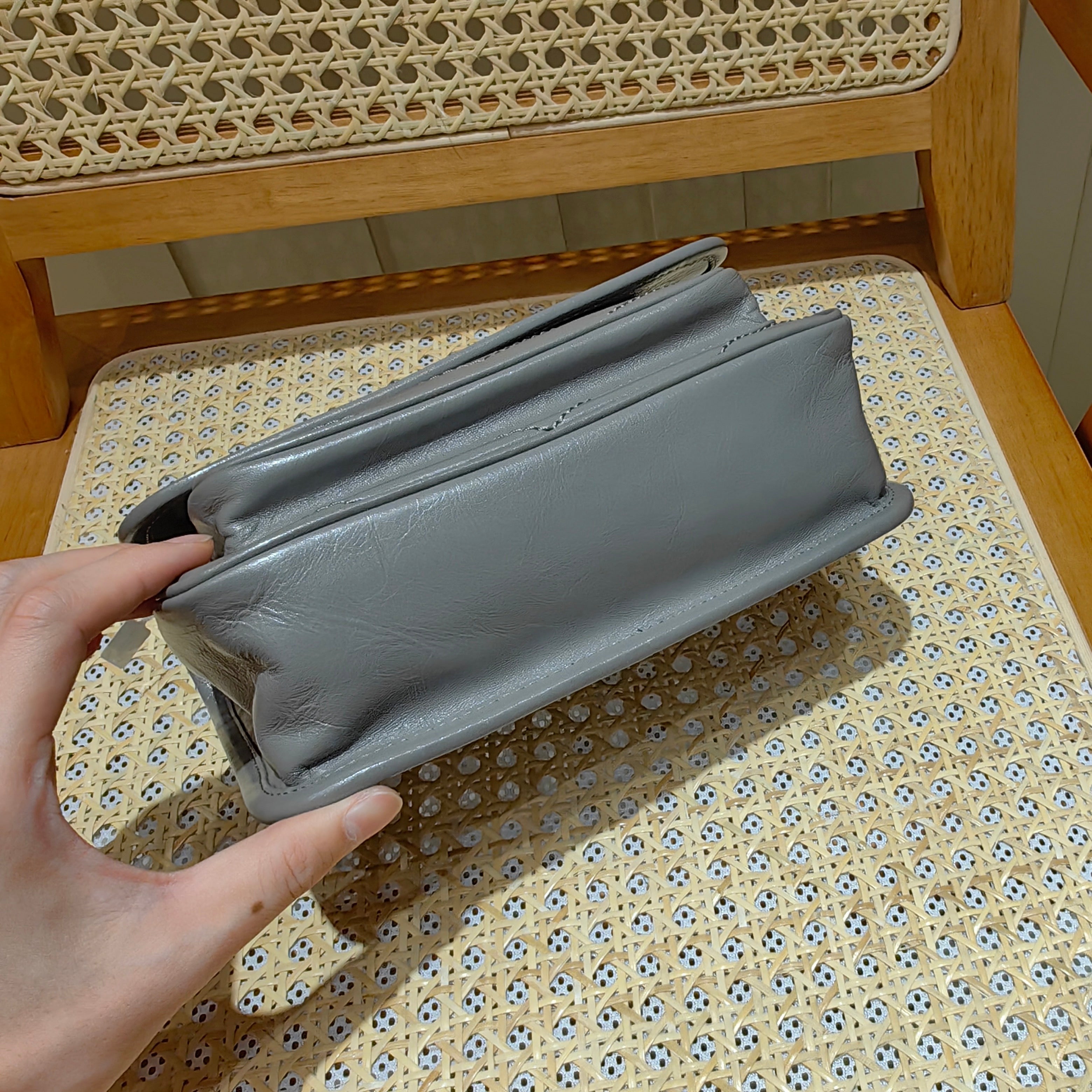 YSL Niki Baby Bag Gray Calfskin 338884