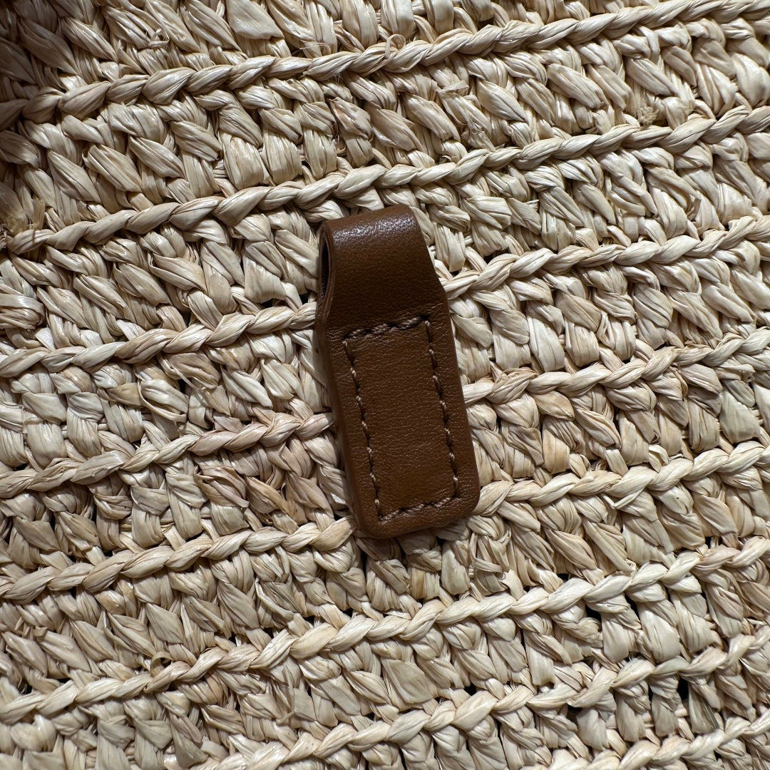 YSL Bag 22cm Brown Beige Raffia Cowhide