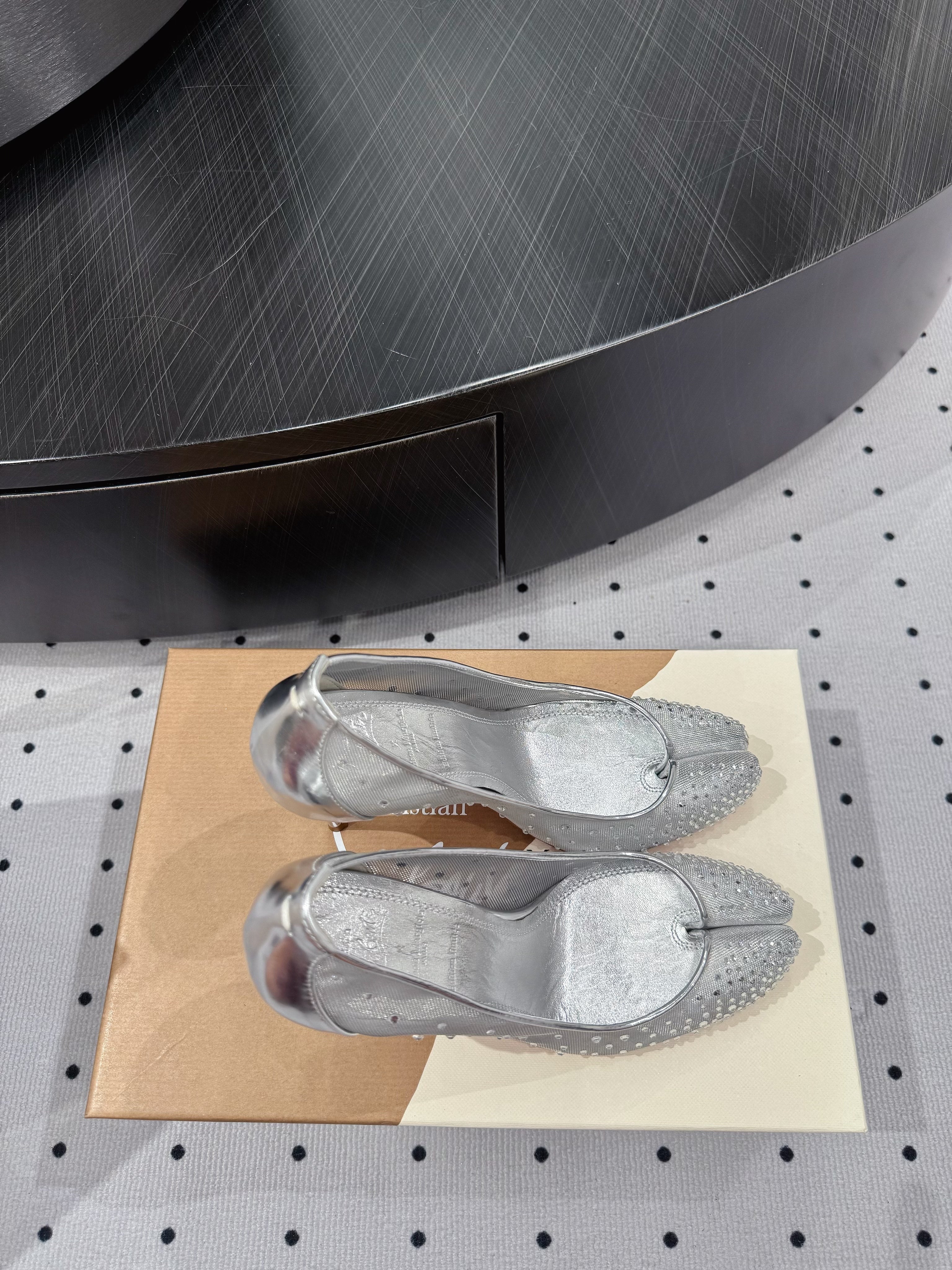 CL x Margiela 25 Diamond Pumps Sliver Fabric Lace Swarovski  296039