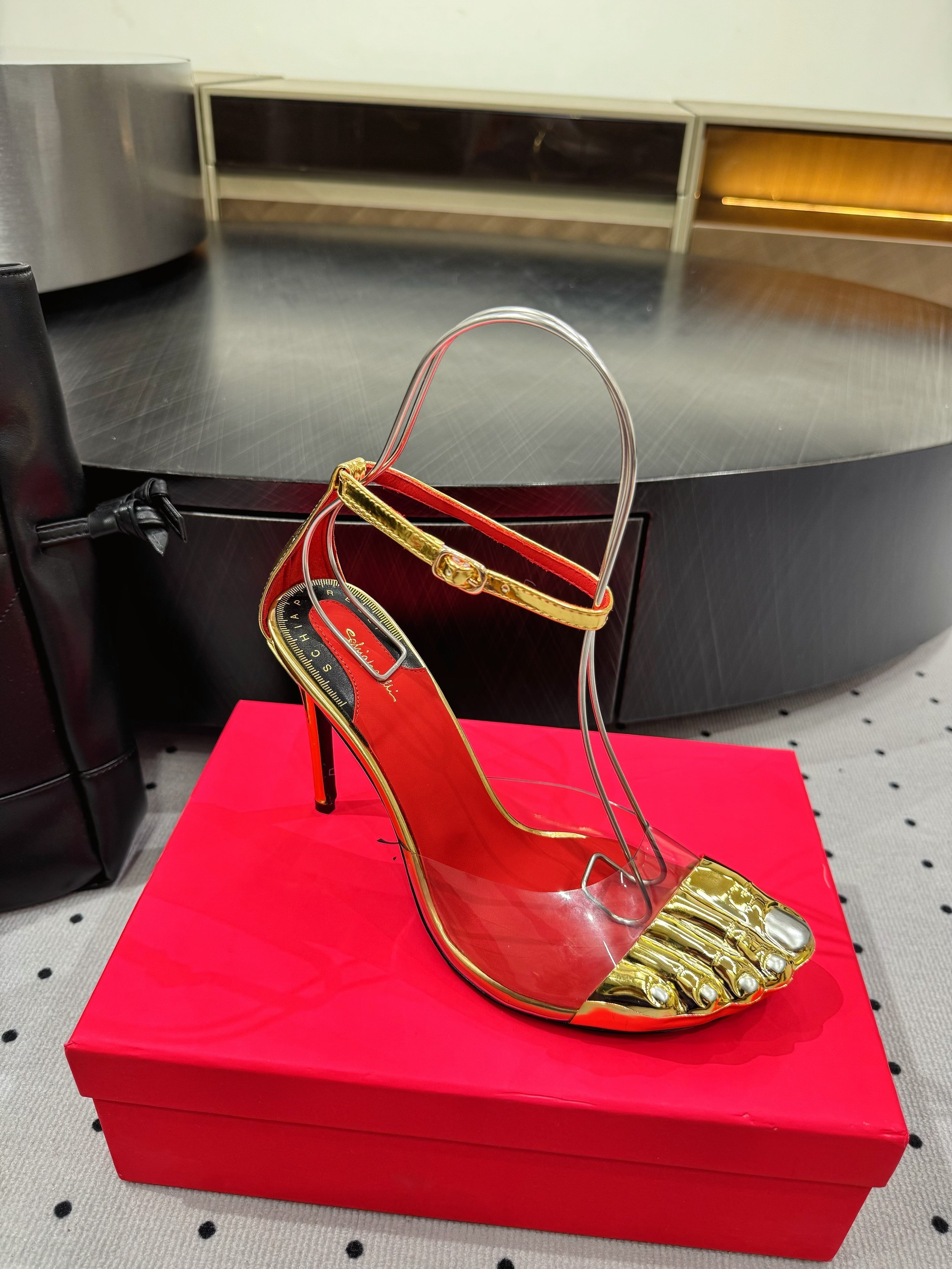 CL 25 Elsa Schiapar Slingback Gold PVC Cowhide 321606