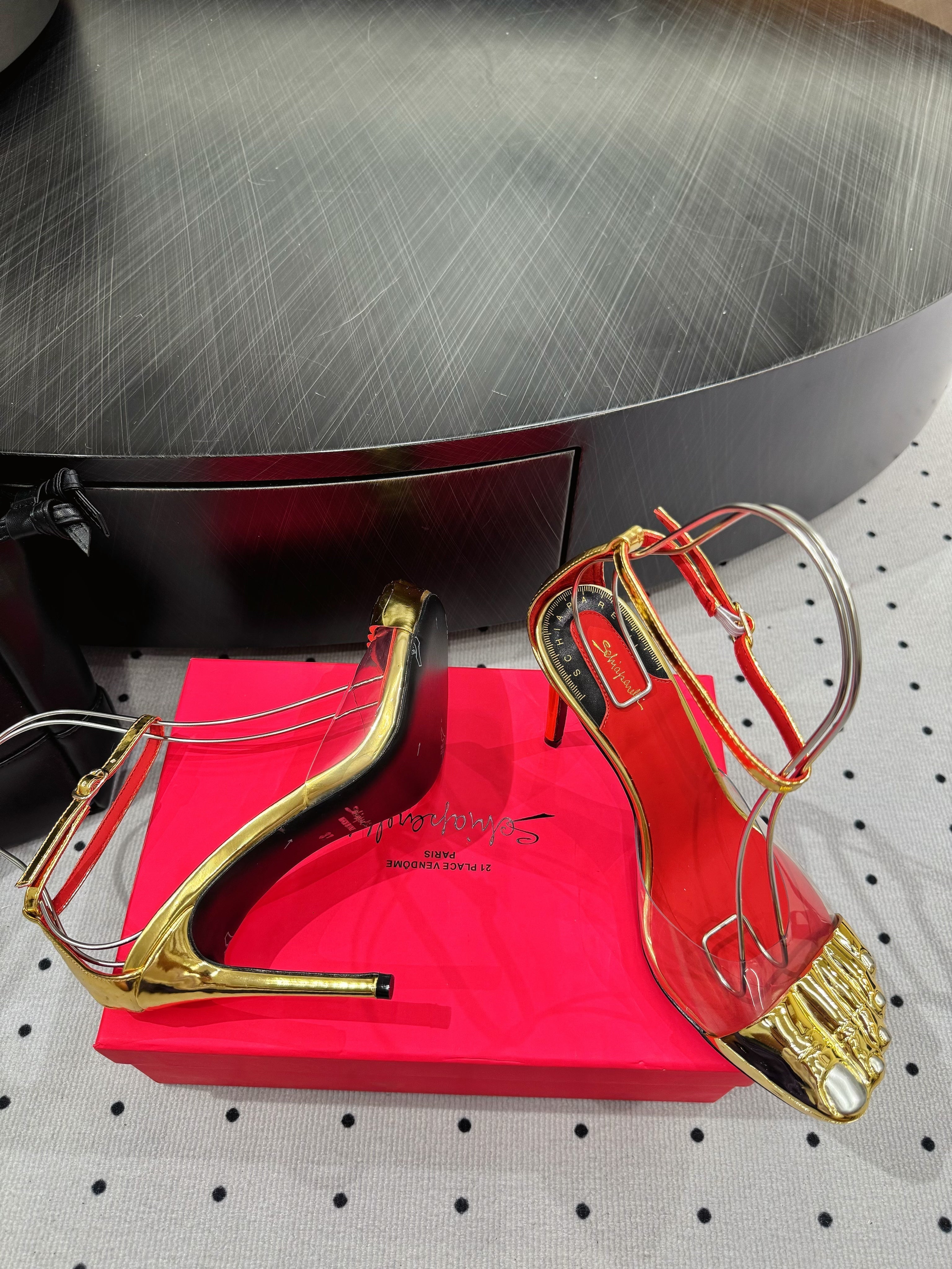 CL 25 Elsa Schiapar Slingback Gold PVC Cowhide 321606