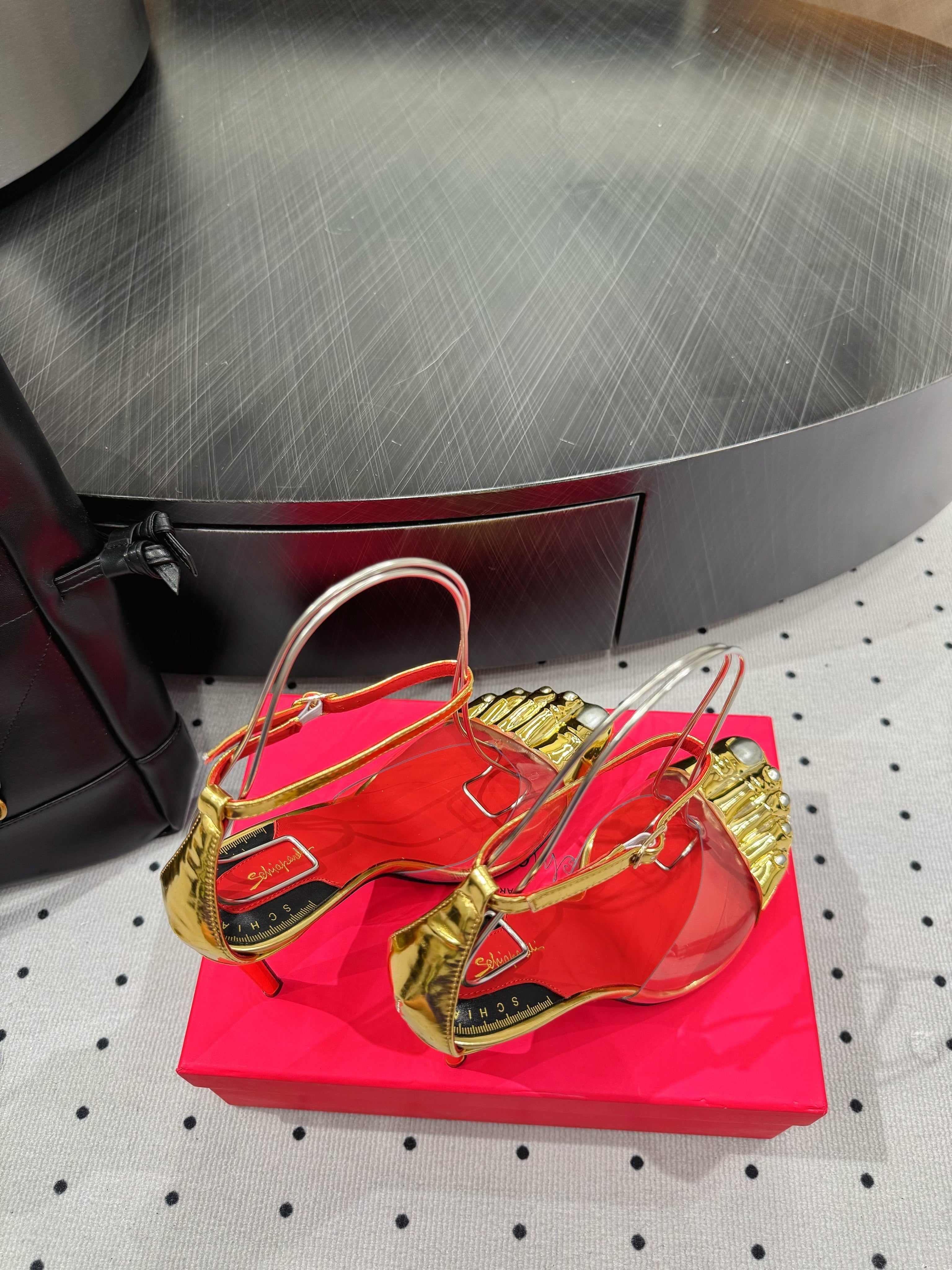 CL 25 Elsa Schiapar Slingback Gold PVC Cowhide 321606