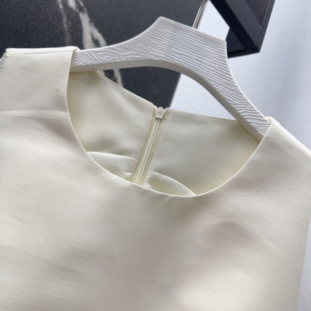 CD 25 Bow Sleeveless Mini Dress White Satin