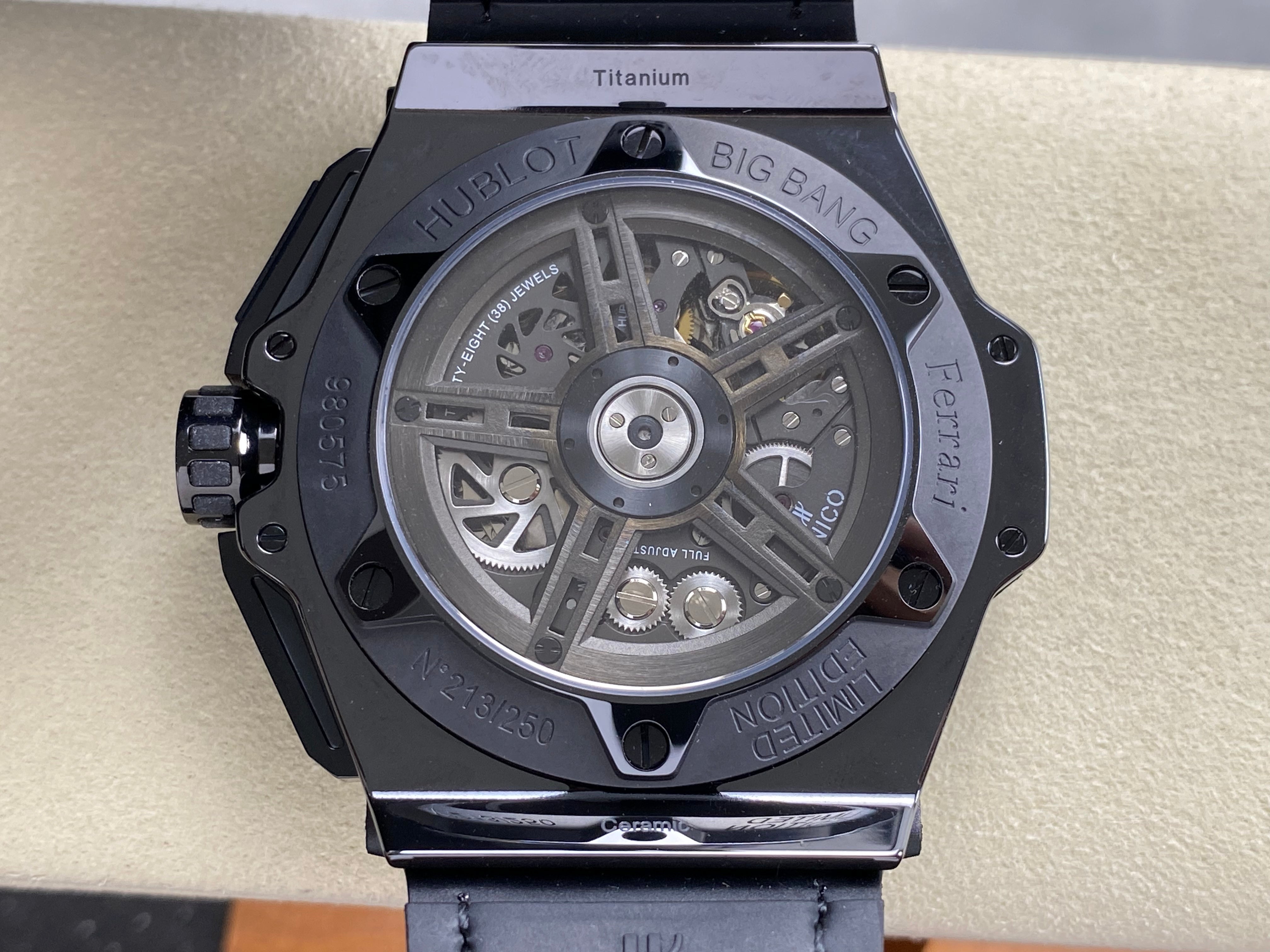 Hublot Big Bang Ferrari Ceramic Watch 45mm Red Blue Leather Strap