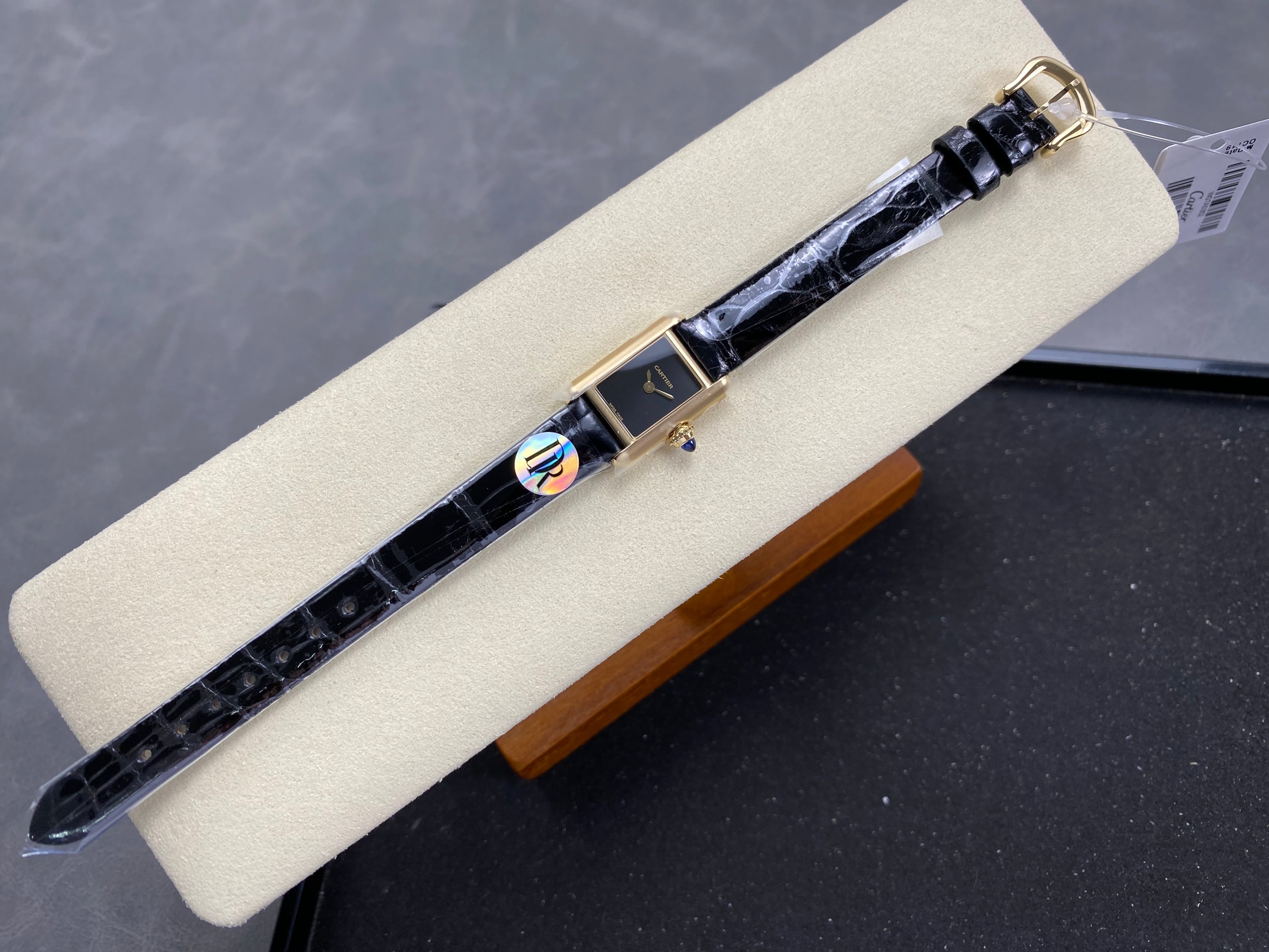 Cartier Tank 24mm Black Dial Gold Case Leather