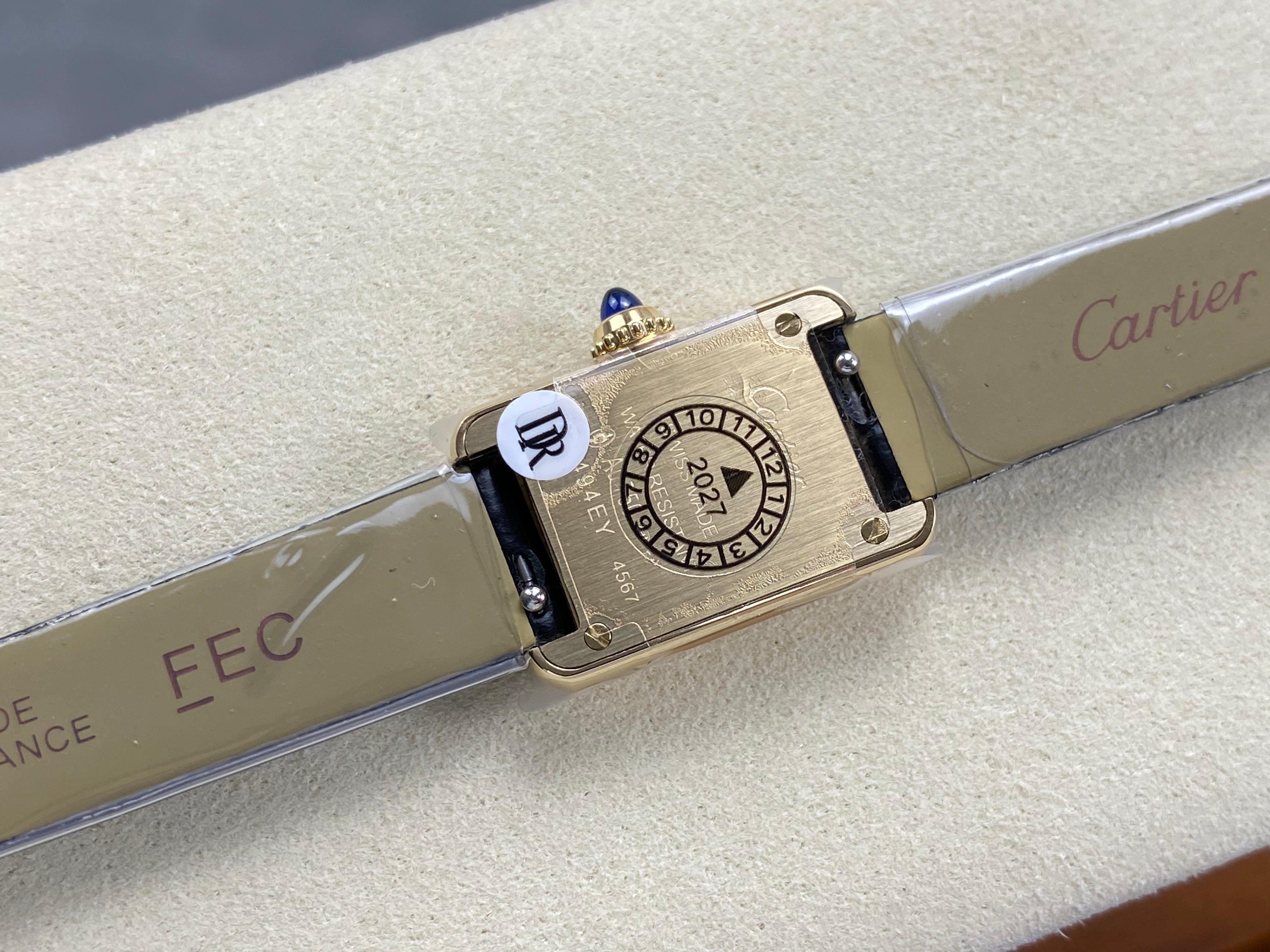 Cartier Tank 24mm Black Dial Gold Case Leather