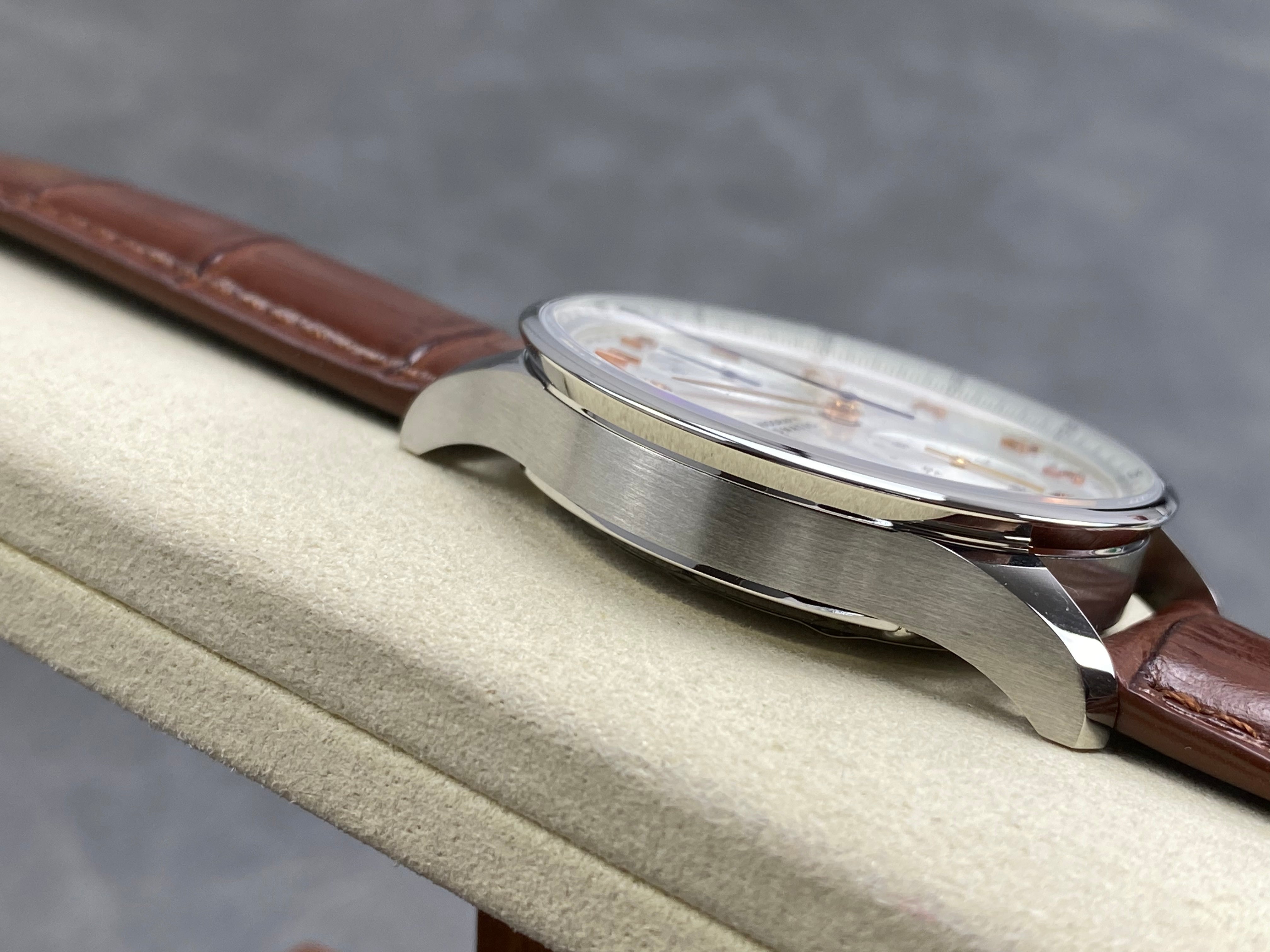 IWC Portuguese Chronograph 41mm White Dial Brown Crocodile Leather Strap