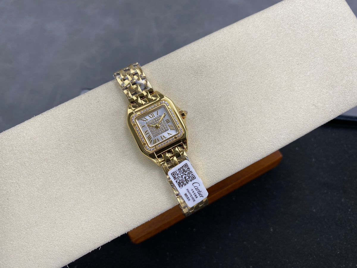 Cartier Panthère  37mm White Diamond Dial Gold Diamond Bezel