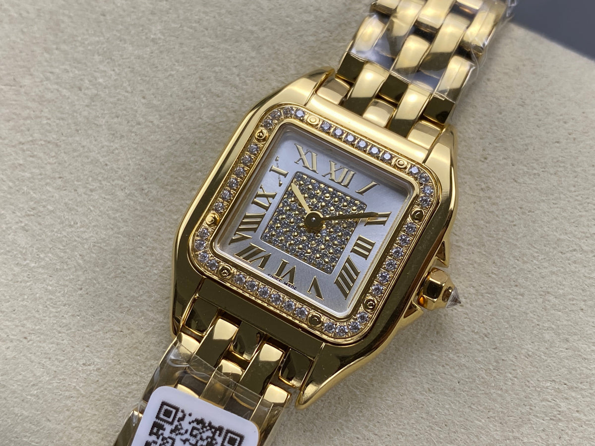 Cartier Panthère  37mm White Diamond Dial Gold Diamond Bezel