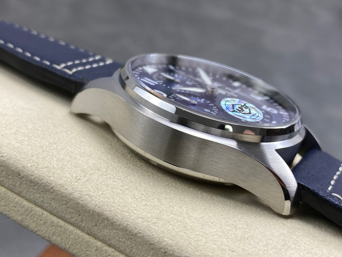 IWC Pilot's Chronograph 41 Blue Dial Steel Case Leather Strap