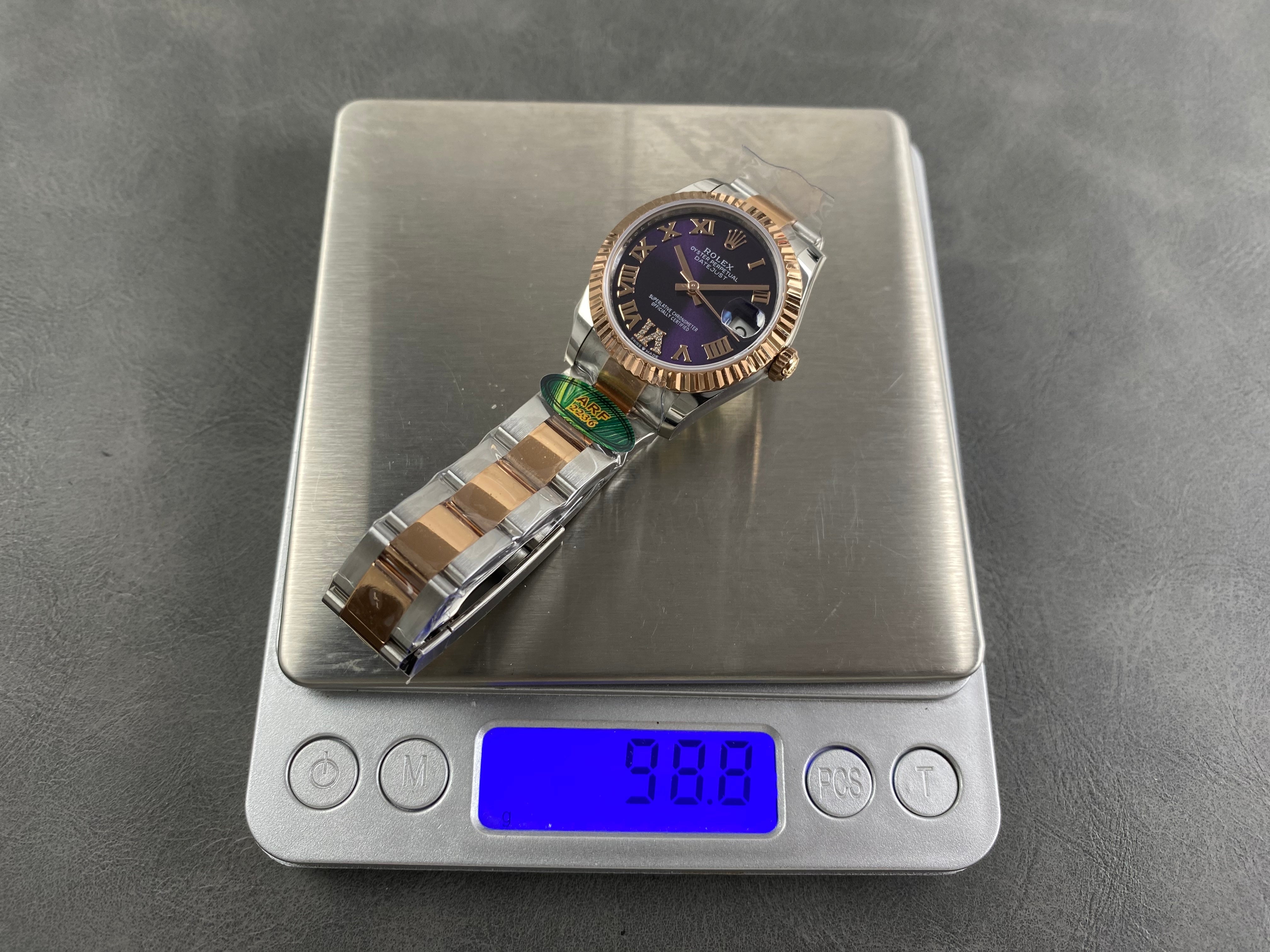 Rolex Datejust 31mm Purple Dial Steel Pink Gold Diamond