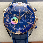 Omega Seamaster 46mm Blue Dial Pink Gold Case Blue Leather