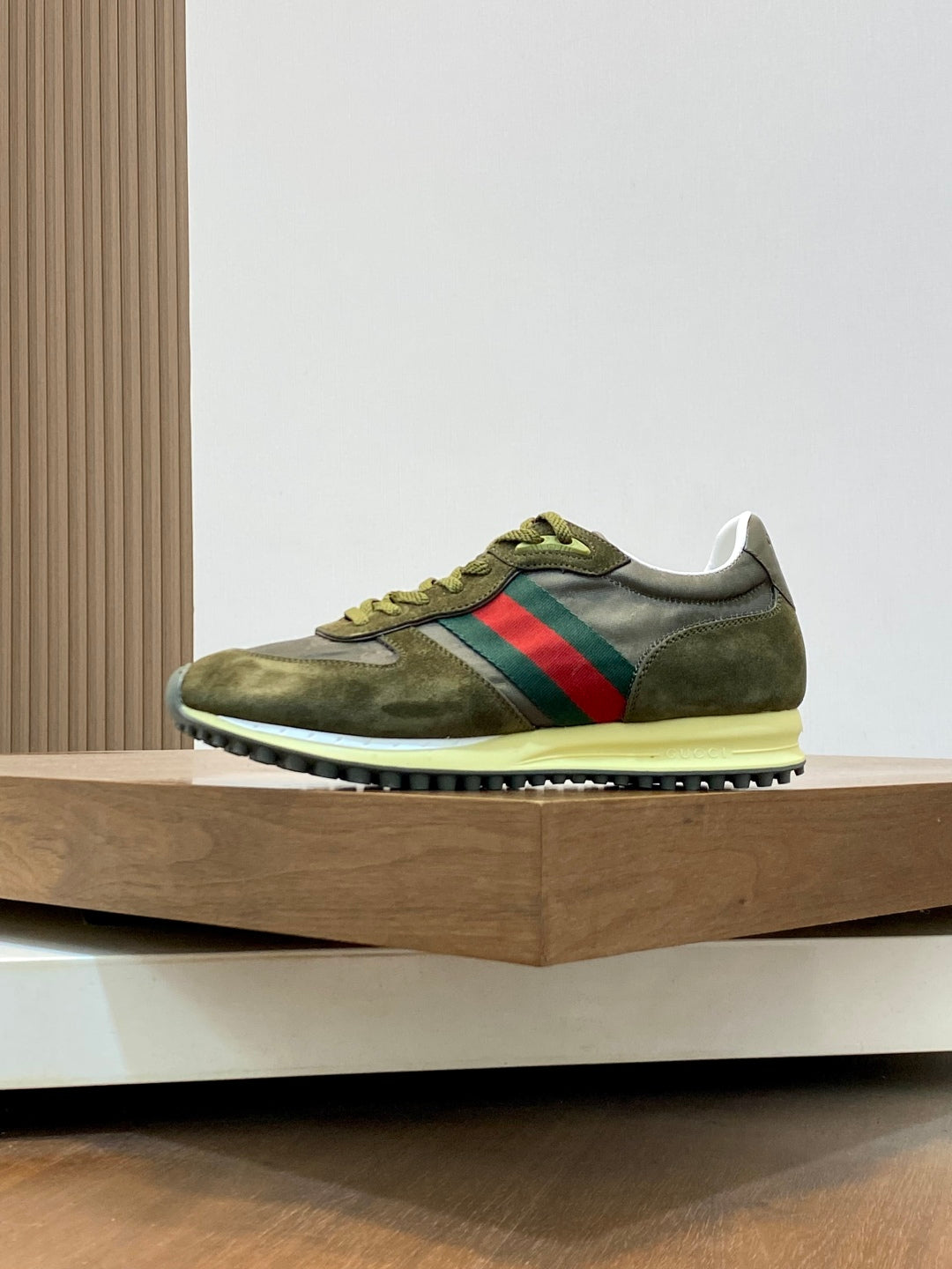 GG Men's Re-Motion Sneaker Olive Green Suede Calfskin 719293