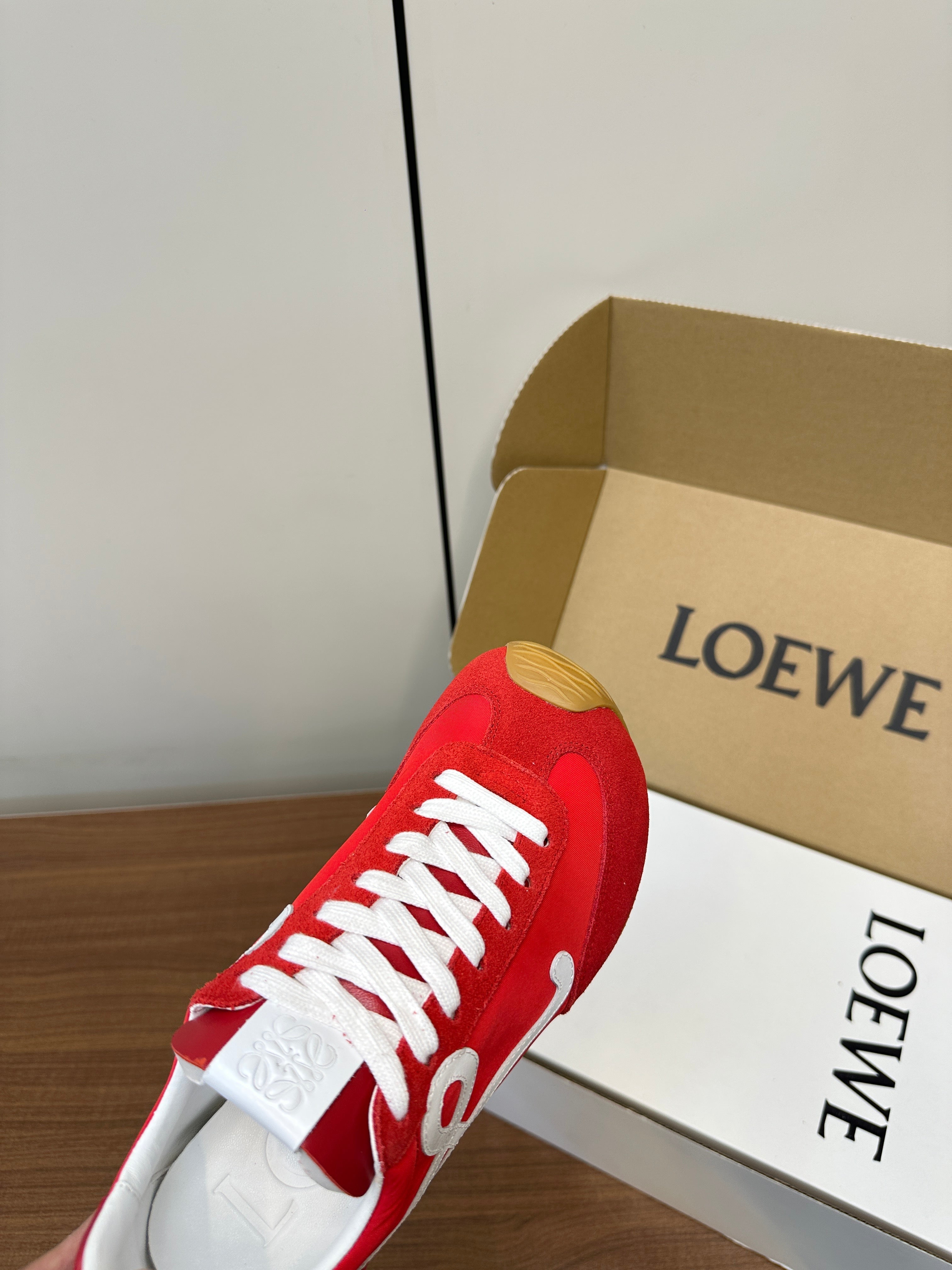 Loewe 25 Ballet Runner 2.0 Sneaker Red Sheepskin 255058