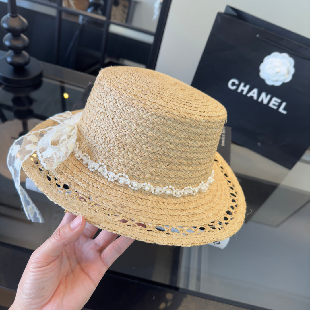 Chanel Bow-tie Straw Hat 279626