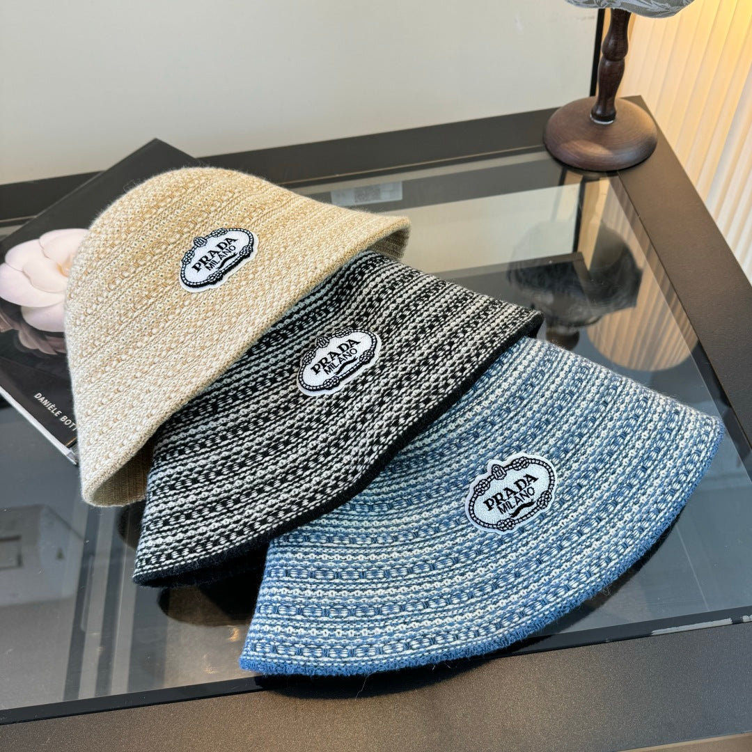 Prada Striped Bucket Wool Hat 477566