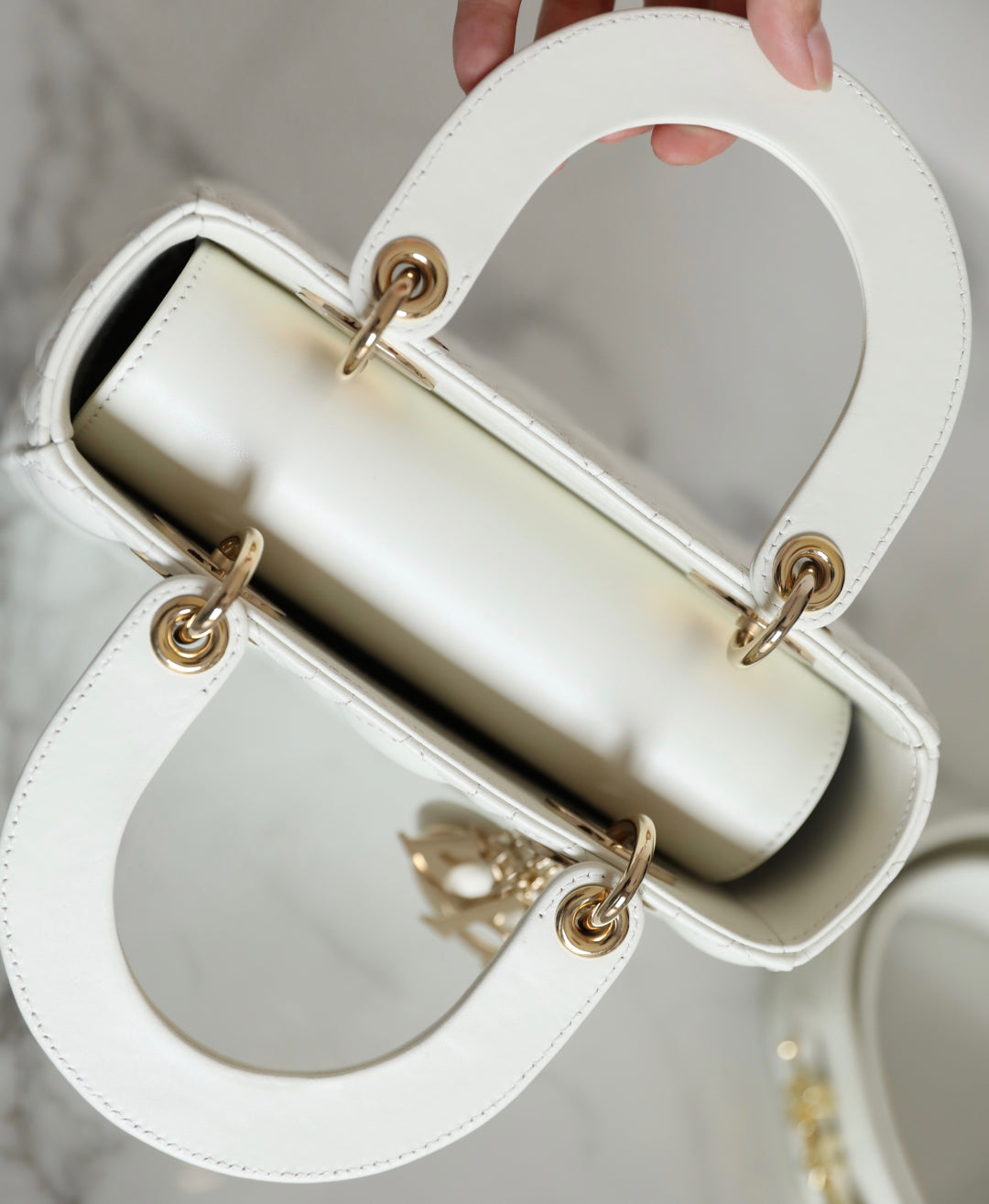 CD Lady Dior 20 Bag White Lambskin