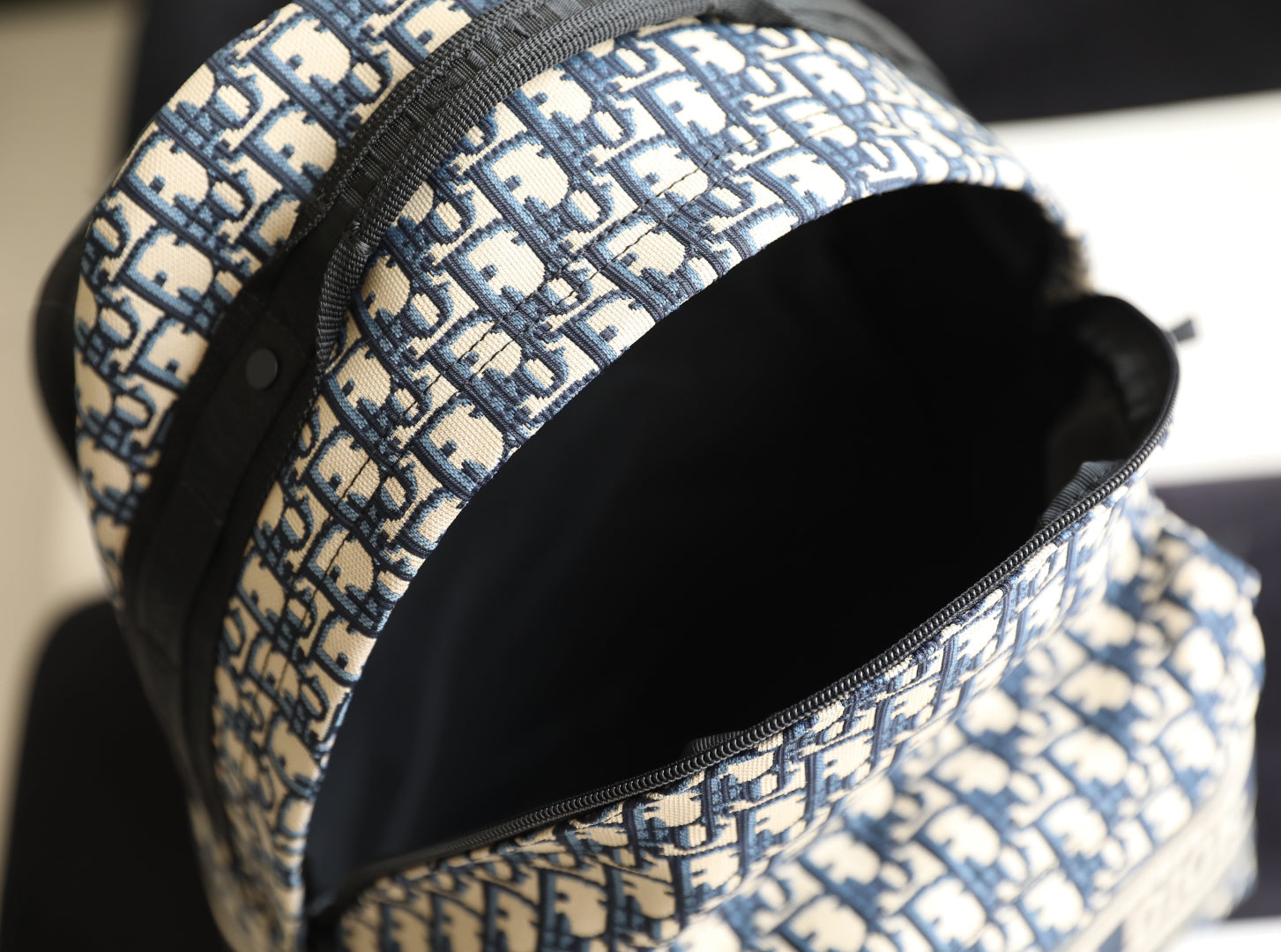 CD Monogram Backpack Blue Beige Canvas