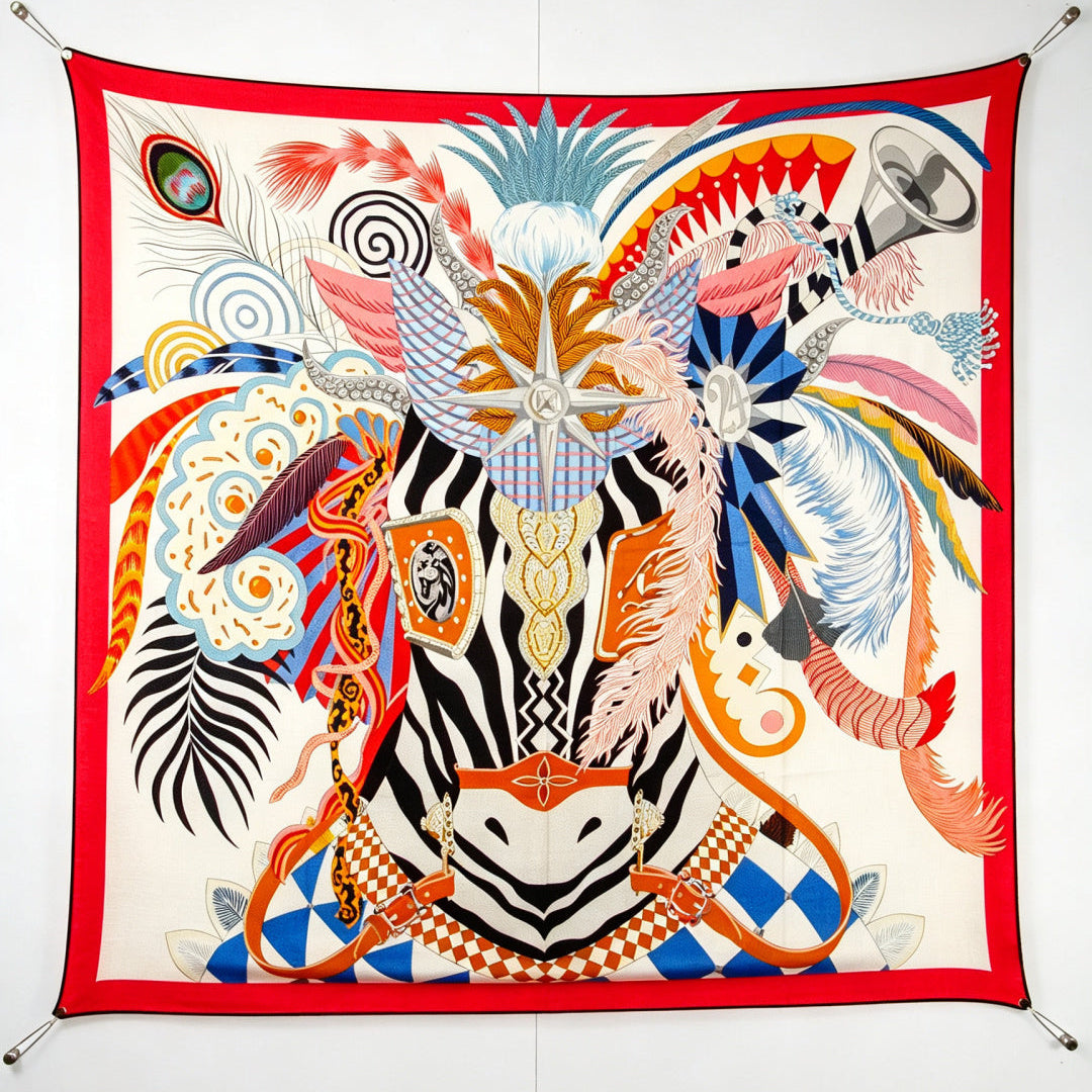 Hermès 2026 Cheval Masque Shawl Scarf 90cm Pink Cashmere 218140