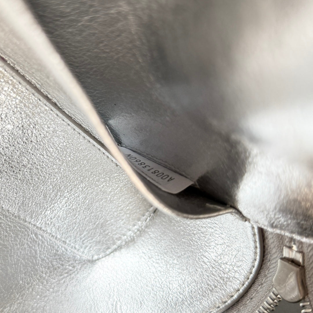 Bottega Veneta 2026 Bang Bang Vanity Case 22cm Silver Laminated Leather 137084