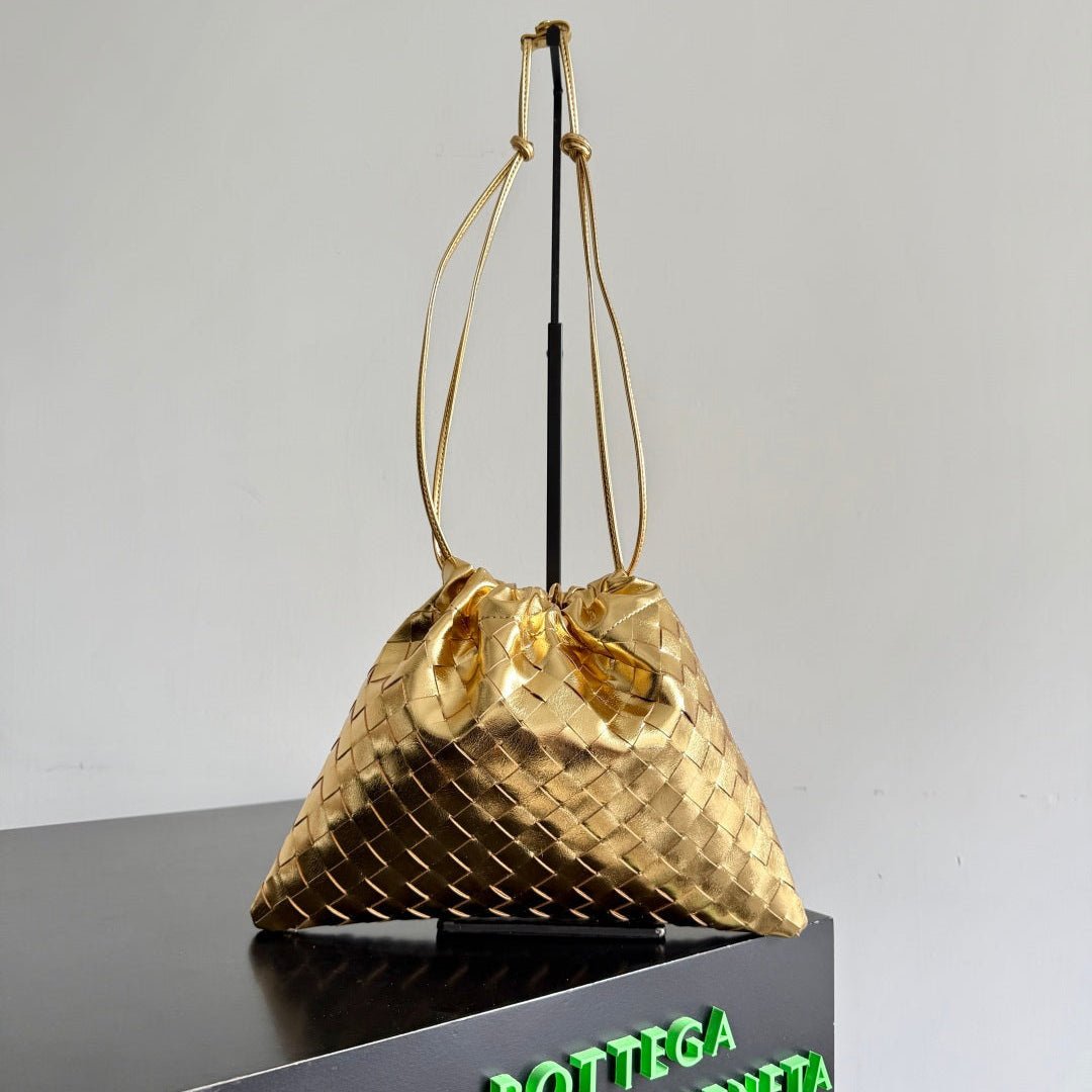 Bottega Veneta 2026 Dust Bag Gold Laminated Leather