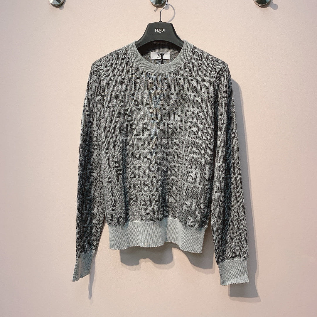 Fendi 25 Sweater Grey Monogram Woool 0002
