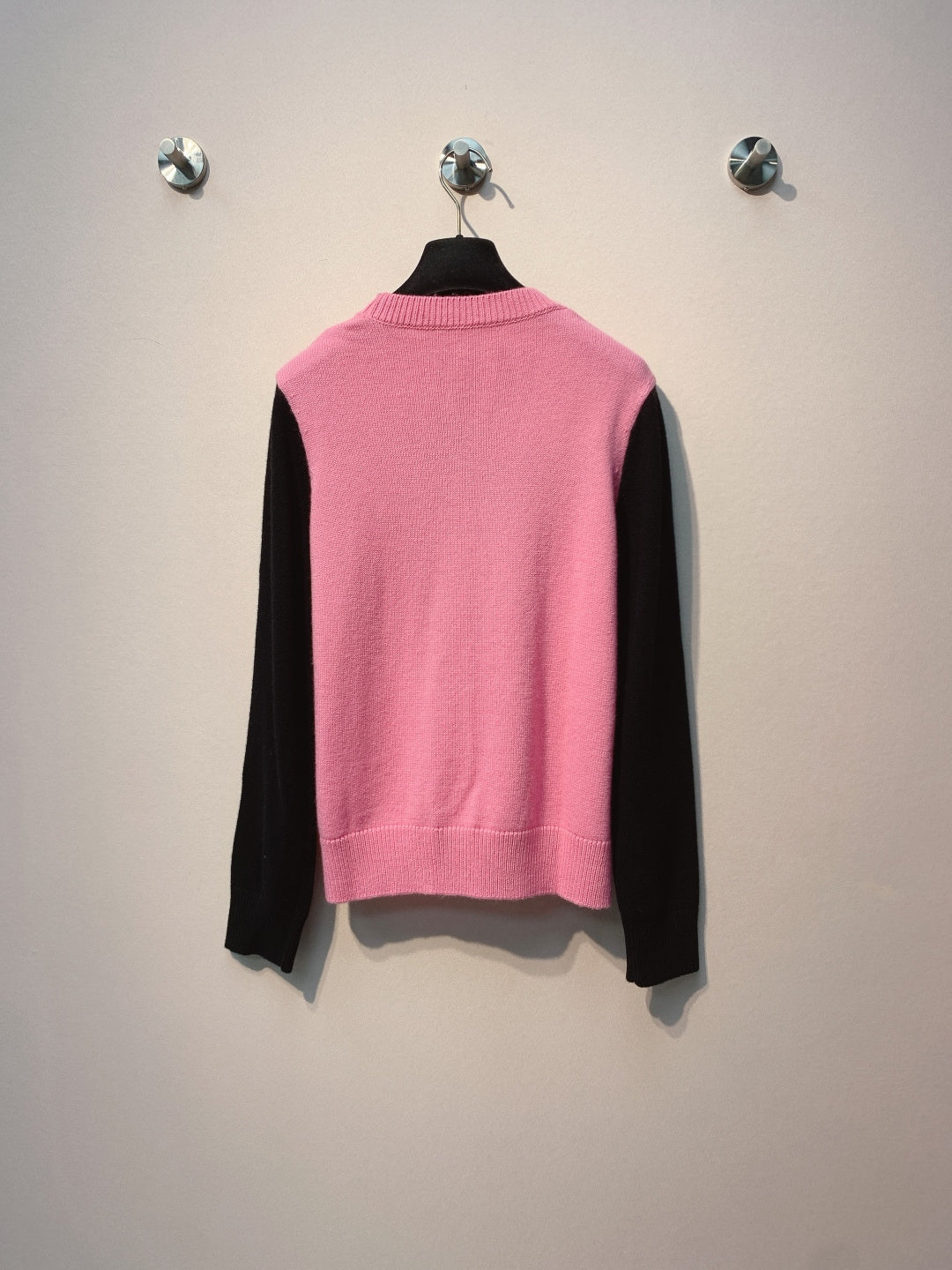 Chanel 25 Bow Sweater Pink Black Wool 317420