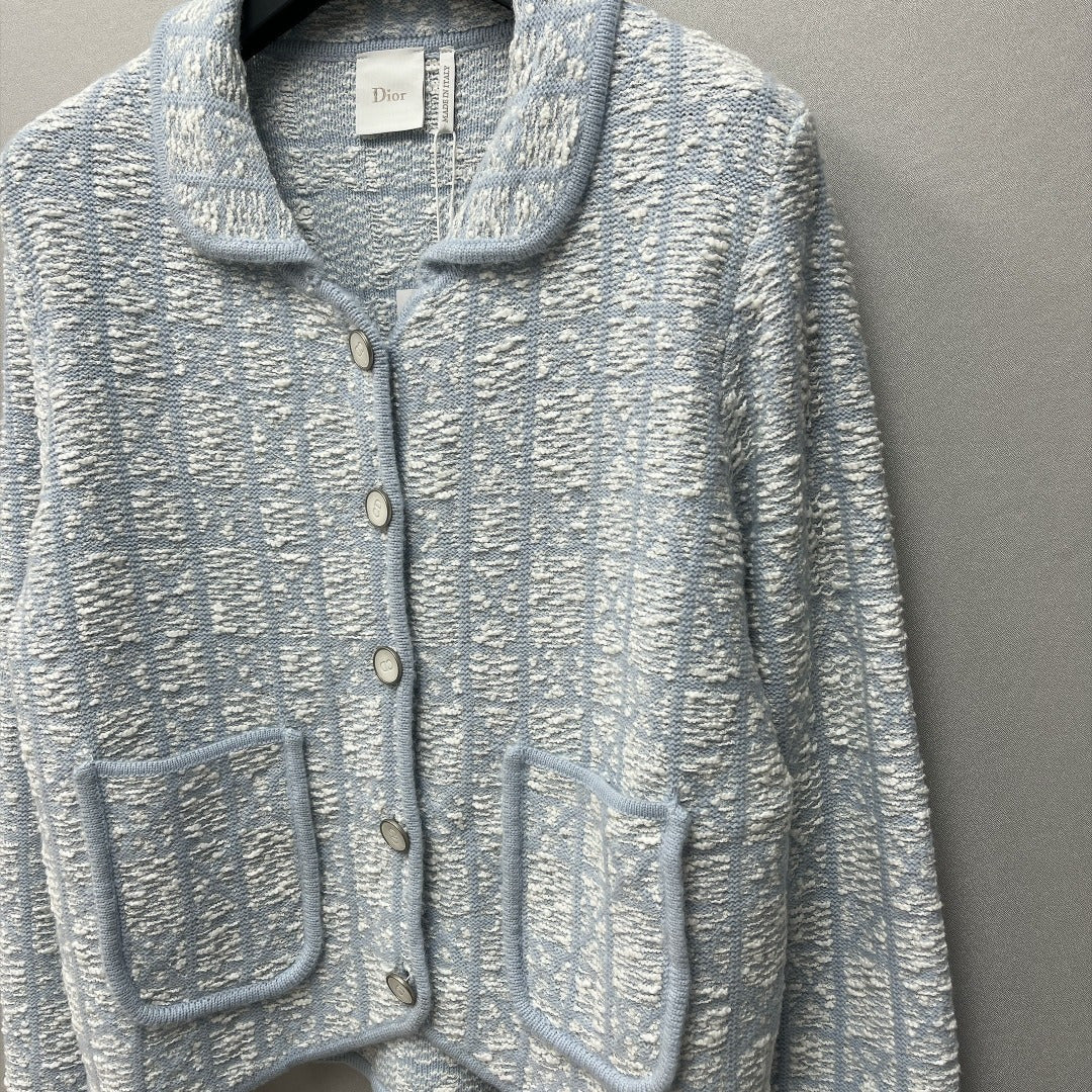 Dior 2026 Cannage Regular-Fit Jacket Blue Tweed 446636