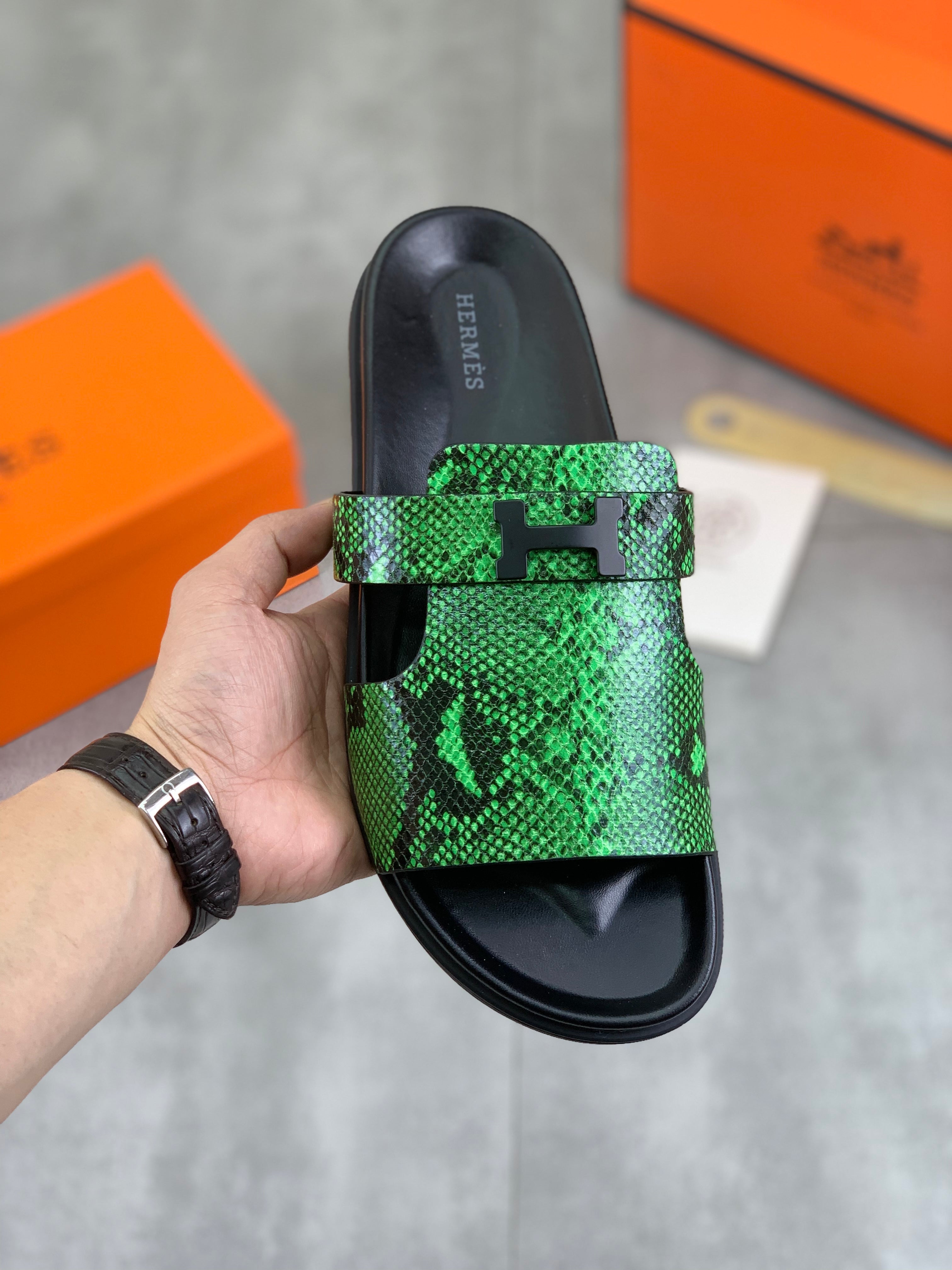 HM Men's Slide Green Cowhide 616258