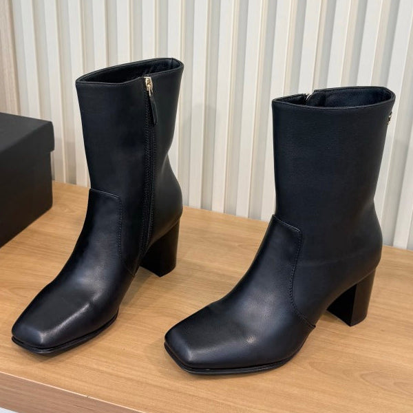 Chanel 2026 Square Toe Ankle Boots 75mm Sheepskin 988149