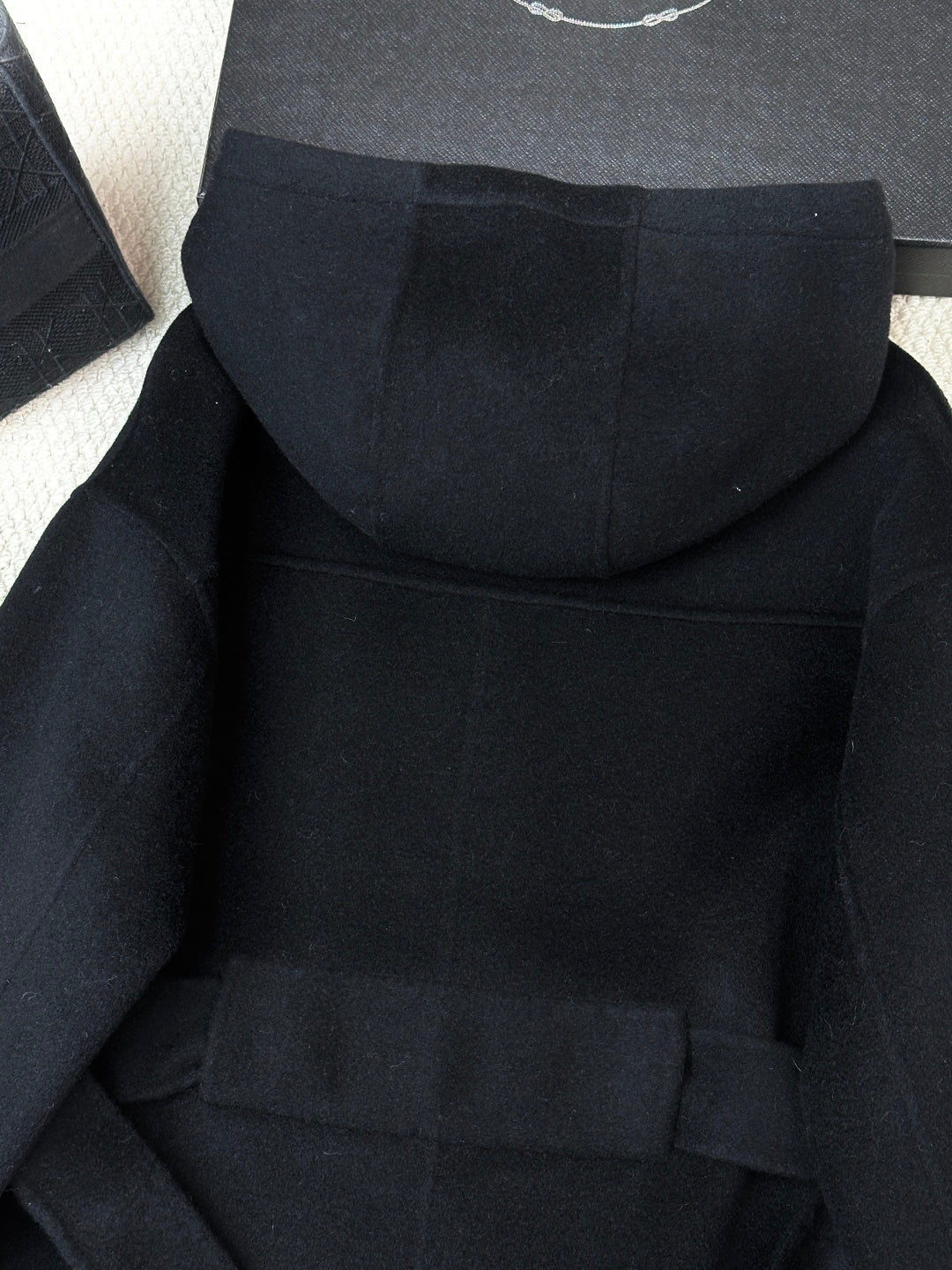 Prada 25 Hooded Coat Black Wool 637349