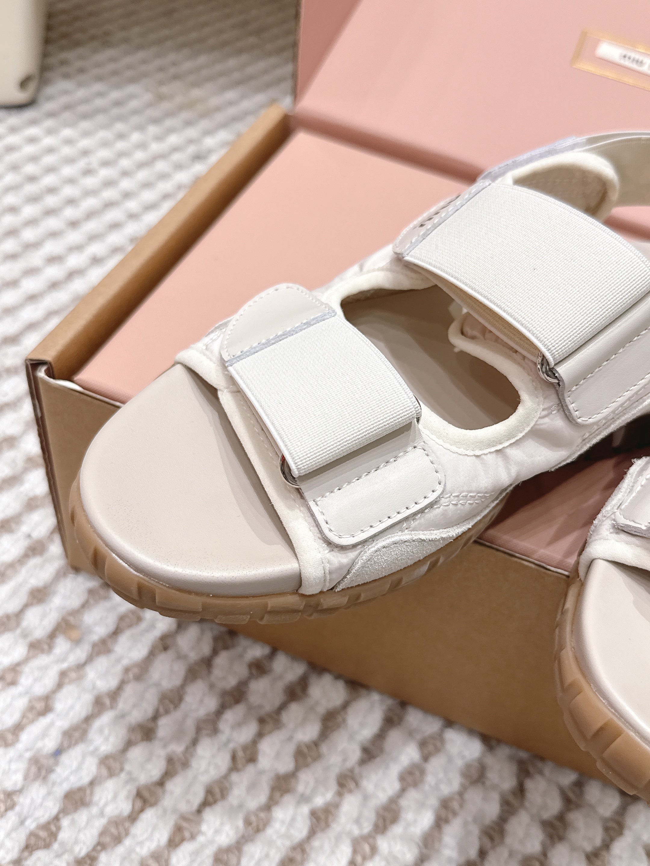 MIU 26 Platform Sandals Ivory Leather 632330