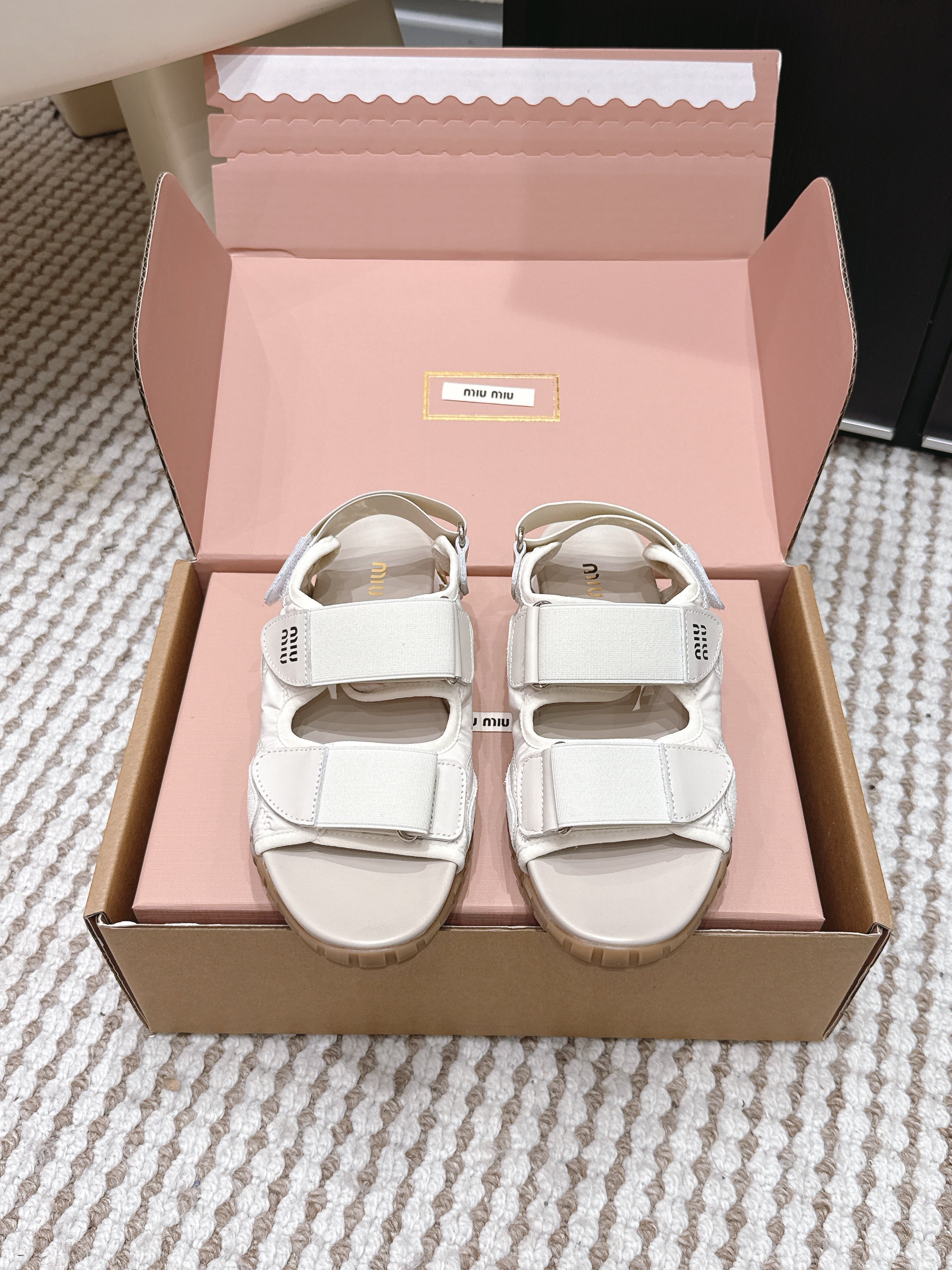 MIU 26 Platform Sandals Ivory Leather 632330