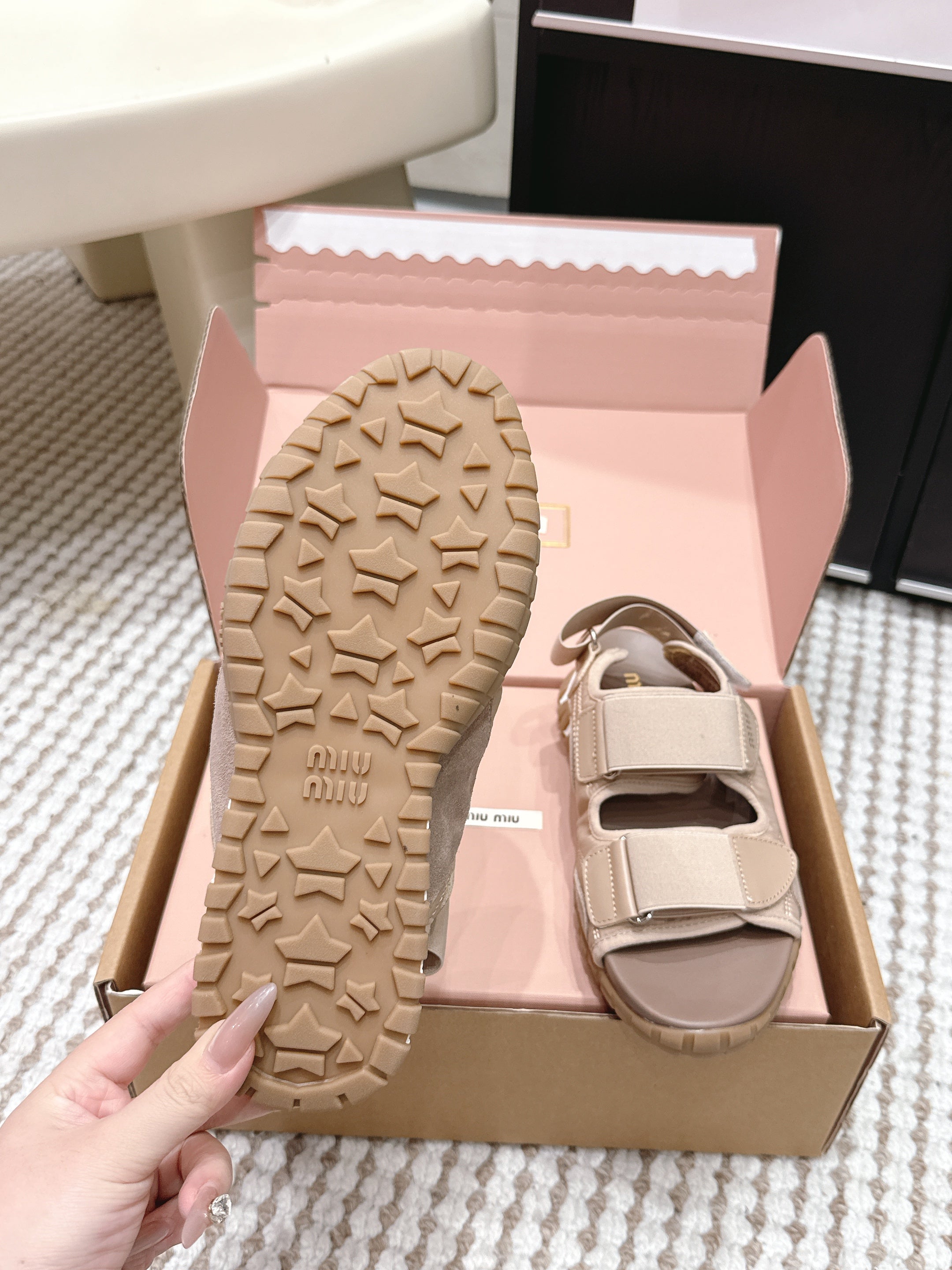 MIU 26 Platform Sandals Light Brown Leather 632331