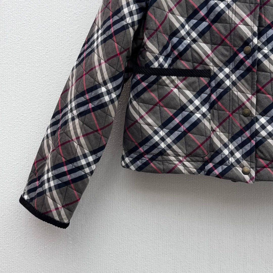 Burberry 25 Quilted Cropped Jacket Dark Grey Cotton