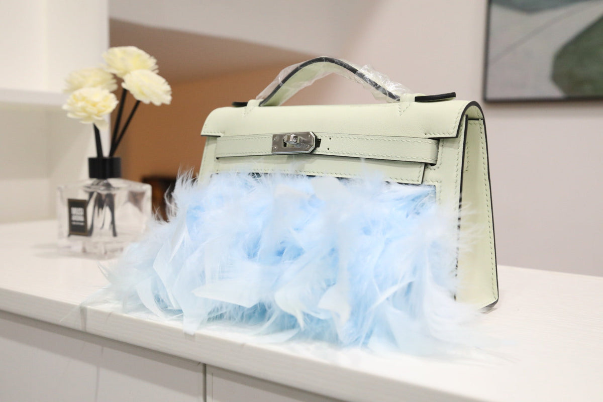 High-end Hermes 2026 Kelly Pochette Feather 22cm Bag Swift Leather