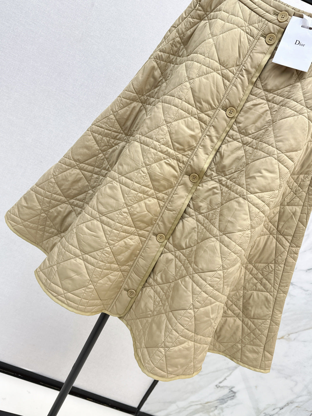 CD 25 Plaid Quilted Lapel Set Beige Cotton