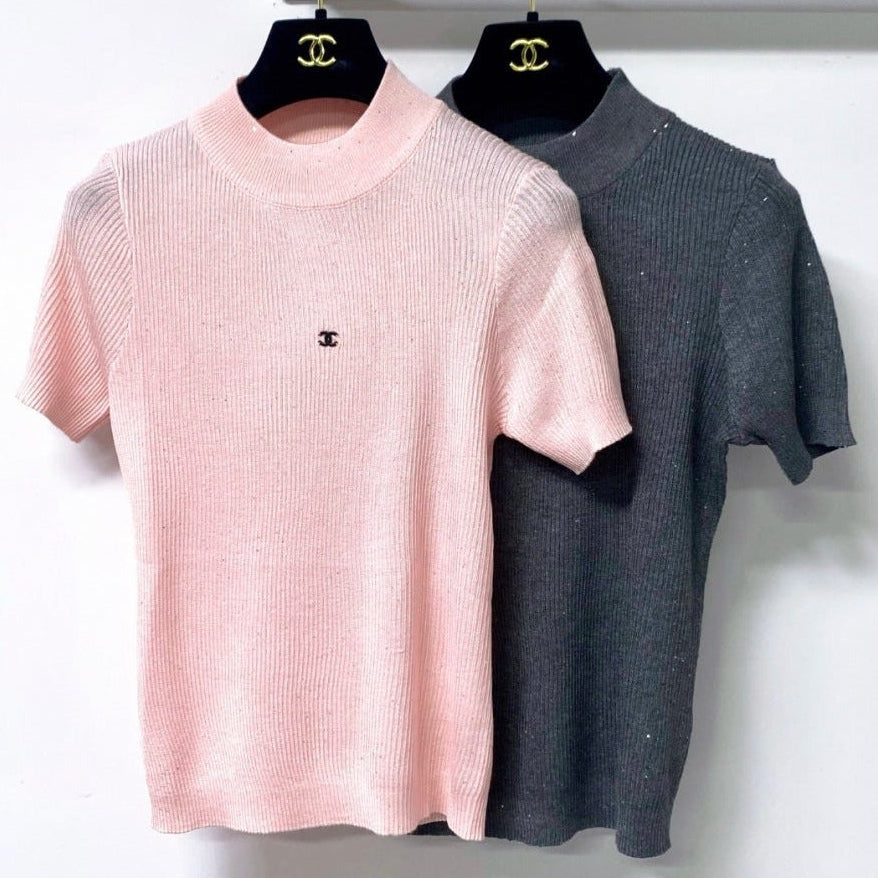 Chanel 2026 Short-Sleeved Shirt Glitter Detail Tencel 439810