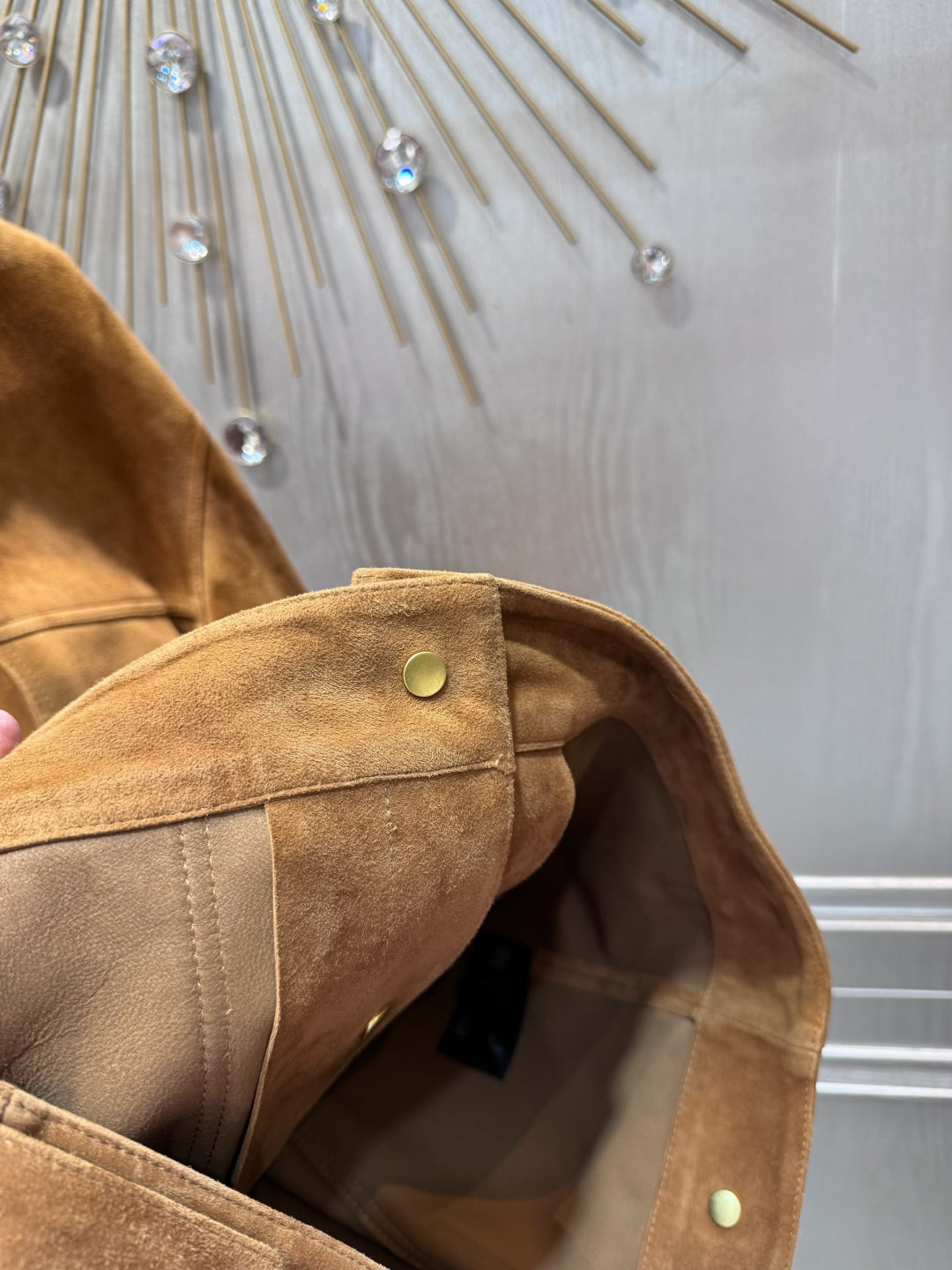 Celine 25 Jacket Brown Suede with Gold Button