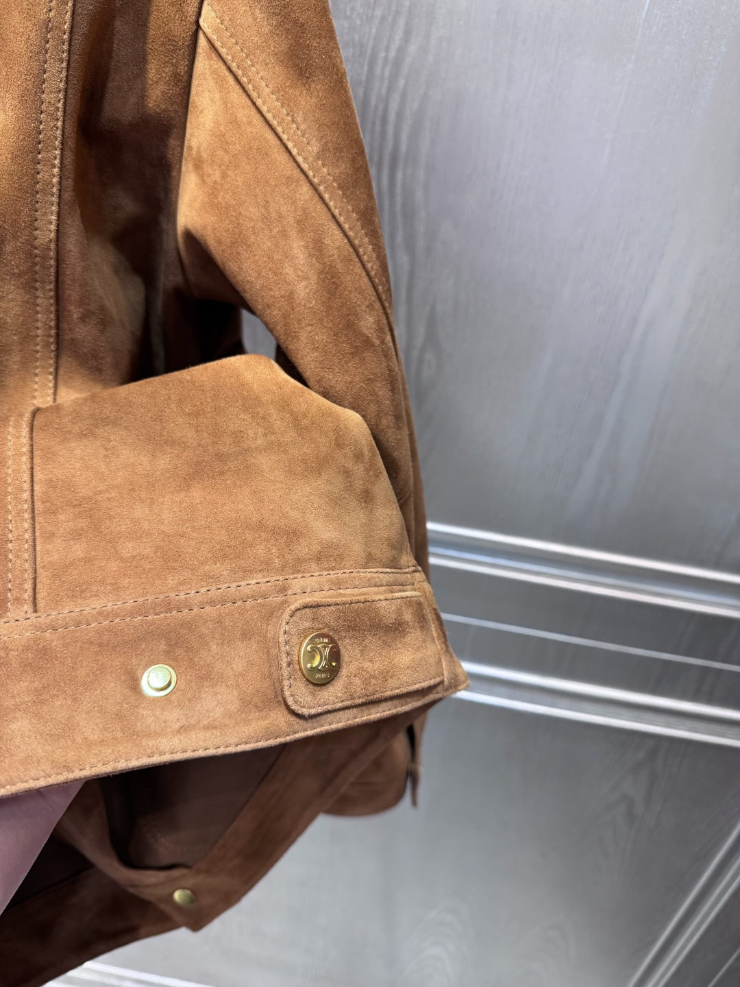 Celine 25 Jacket Brown Suede with Gold Button