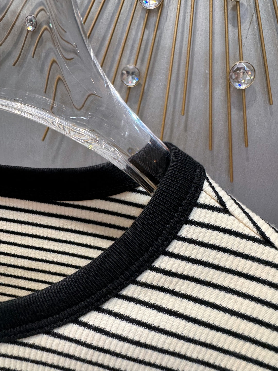 Celine 25  Striped Knitted Long-sleeved T-shirt White Black Cotton