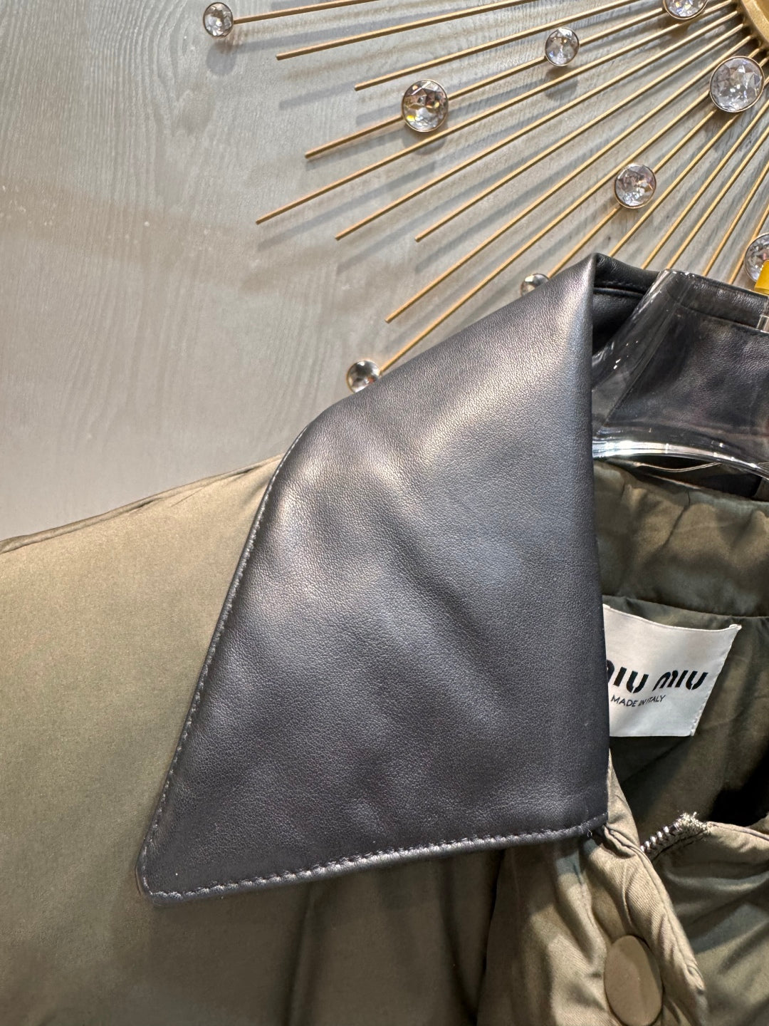 Miu Miu 25 Sleeveless Down Vest Olive Green Black Polyester