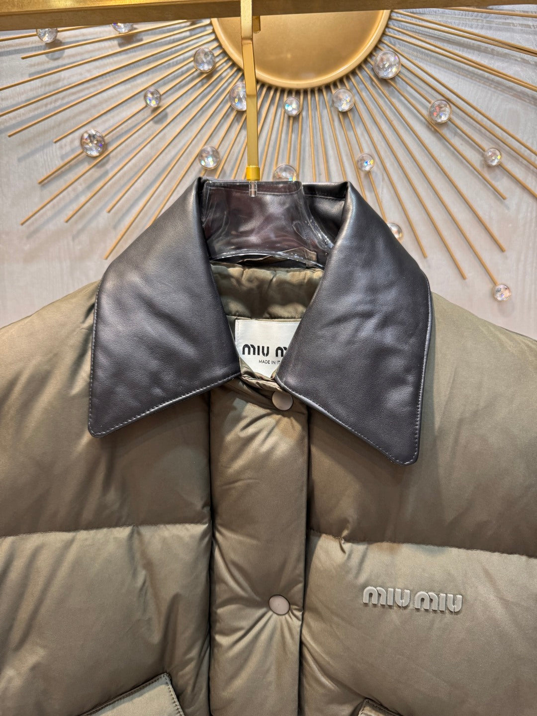 Miu Miu 25 Sleeveless Down Vest Olive Green Black Polyester